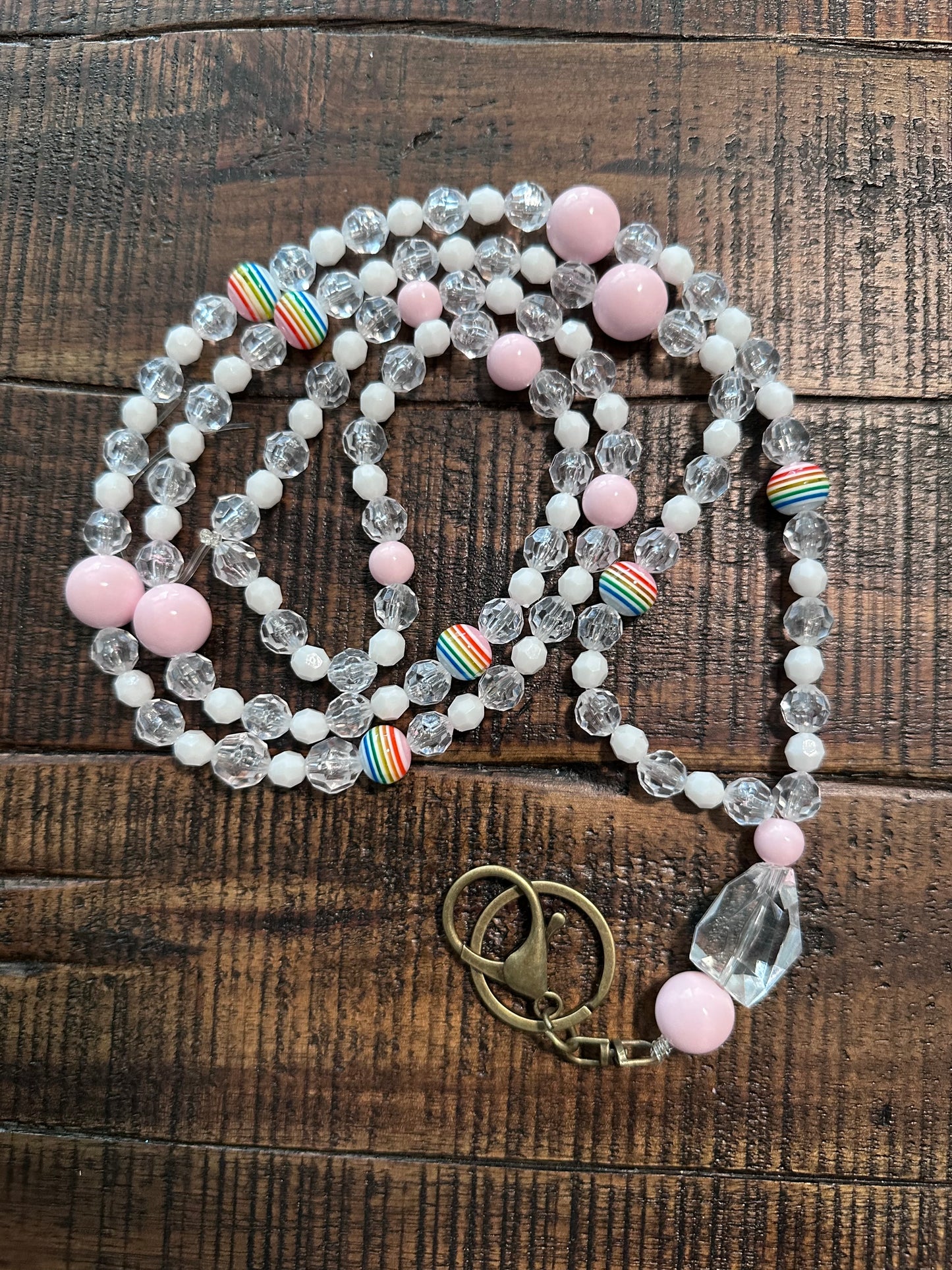 Beaded Set: Fully Beaded Lanyard & Pen (Pink)
