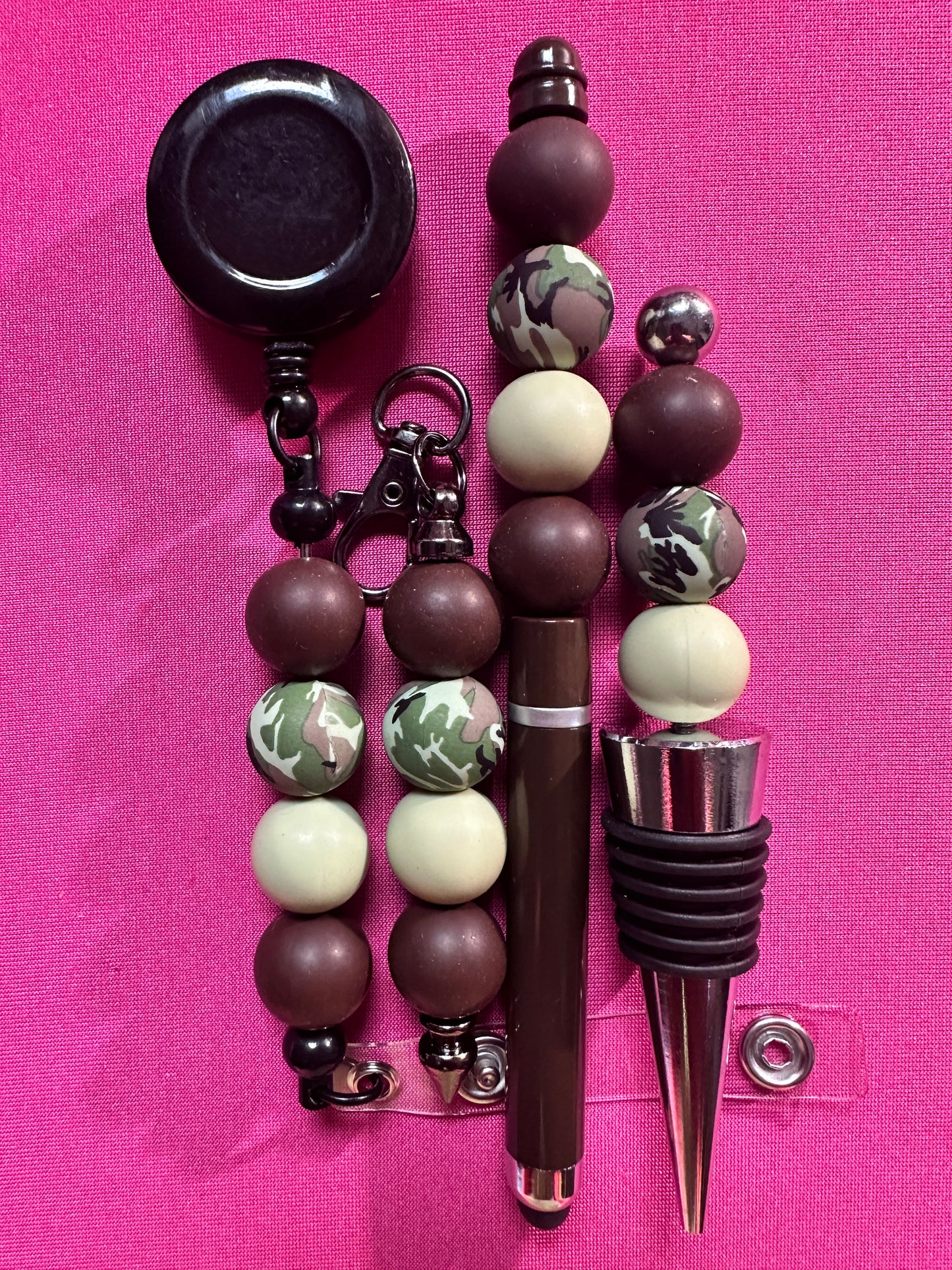Beaded Sets (Brown Options)-Pen Keychain Lanyard Stopper