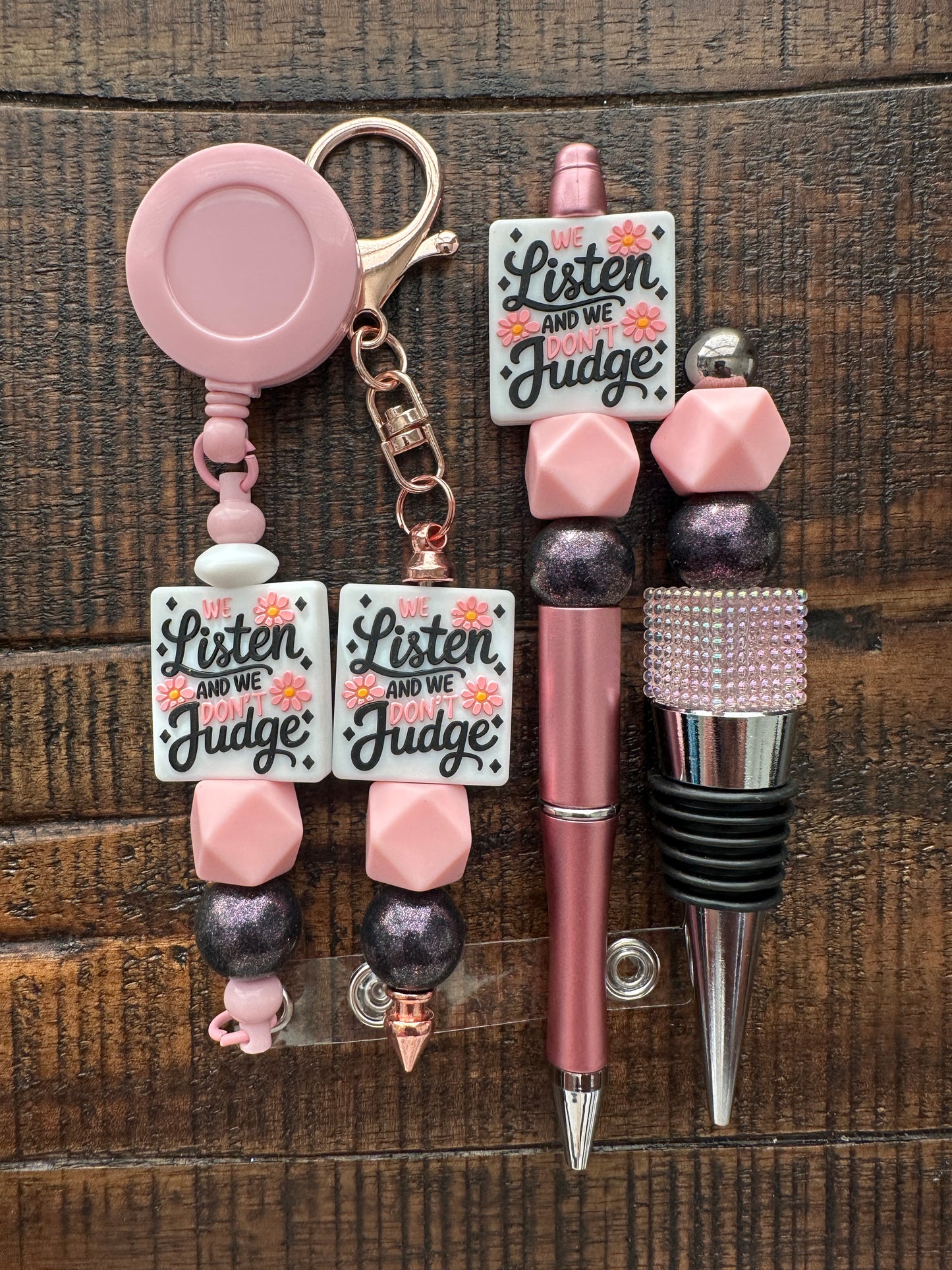 Beaded Sets (Pink Options)-Pen Keychain Lanyard Stopper