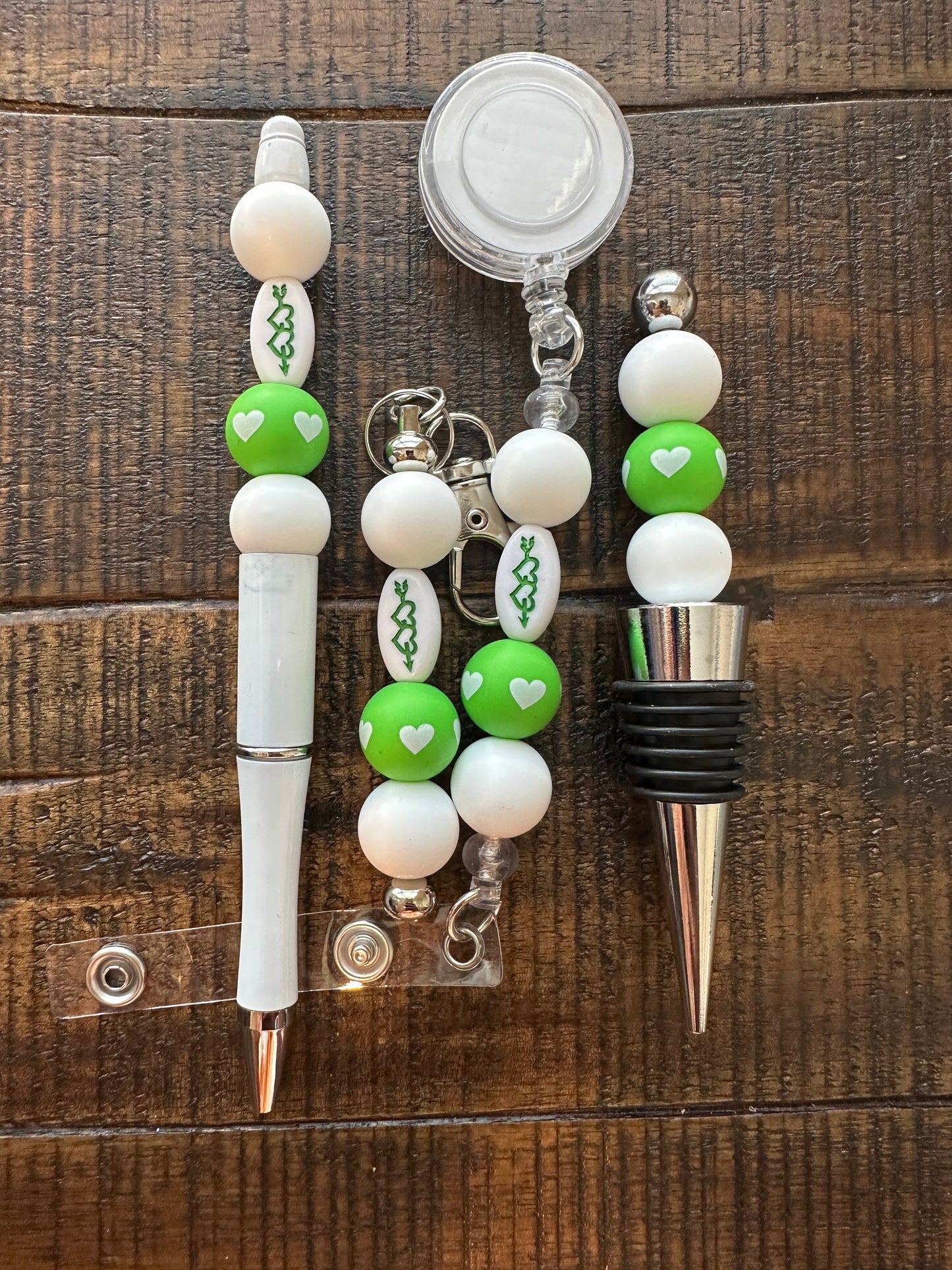 Beaded Sets (White Options)-Pen Keychain Lanyard Stopper