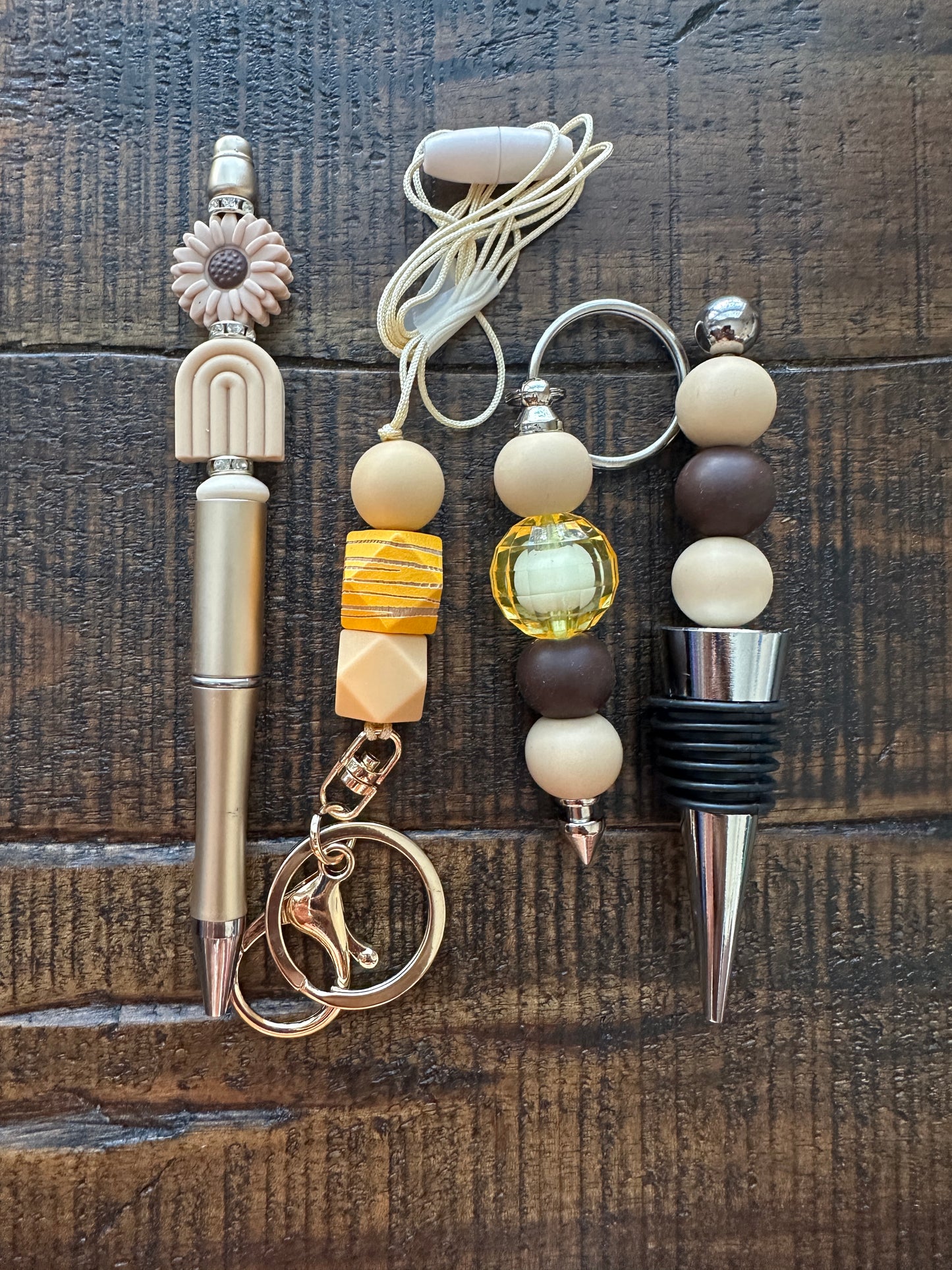 Beaded Sets (Gold Options)-Pen Keychain Lanyard Stopper