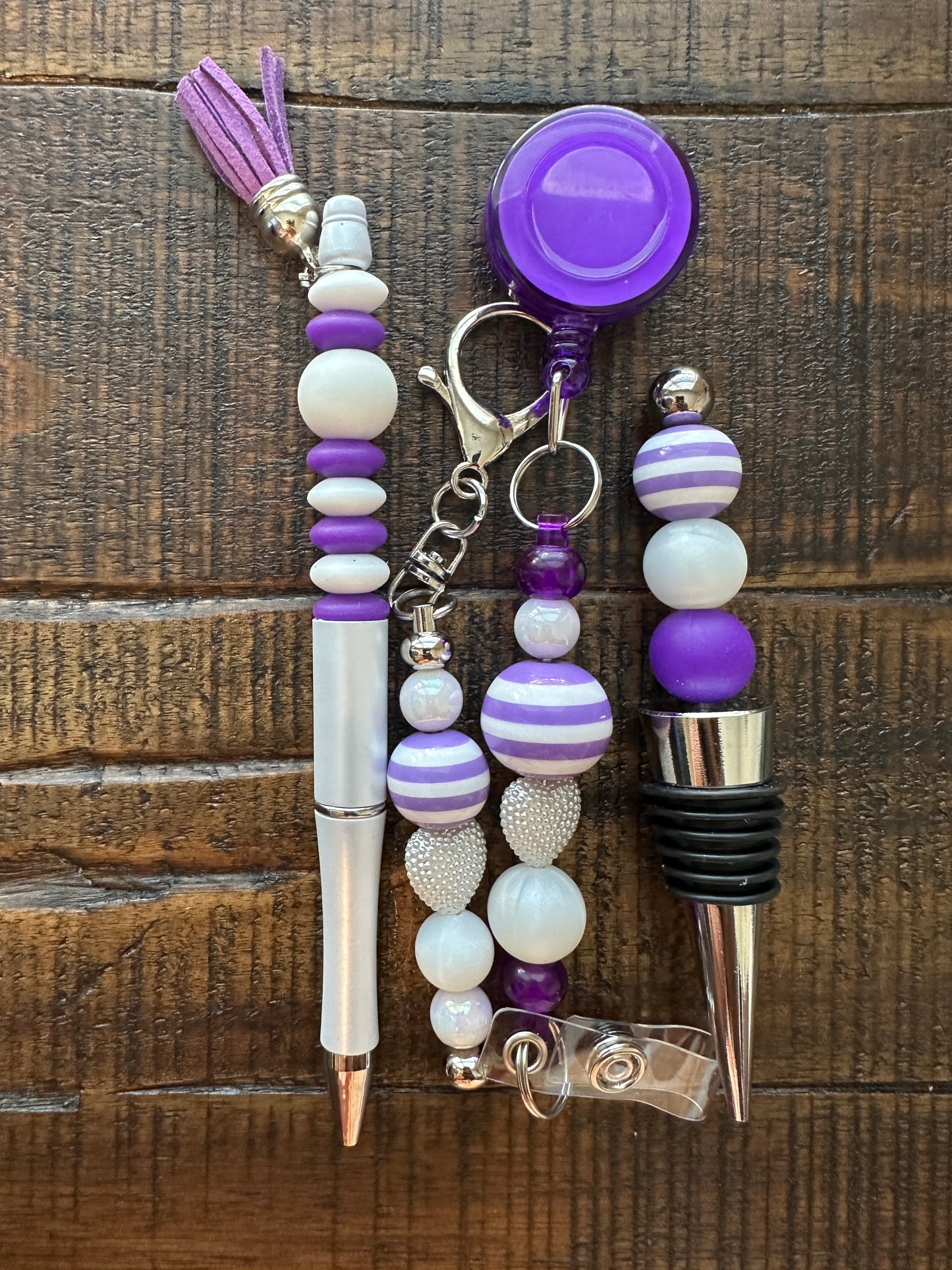 Beaded Sets (Purple Options)-Pen Keychain Lanyard Stopper