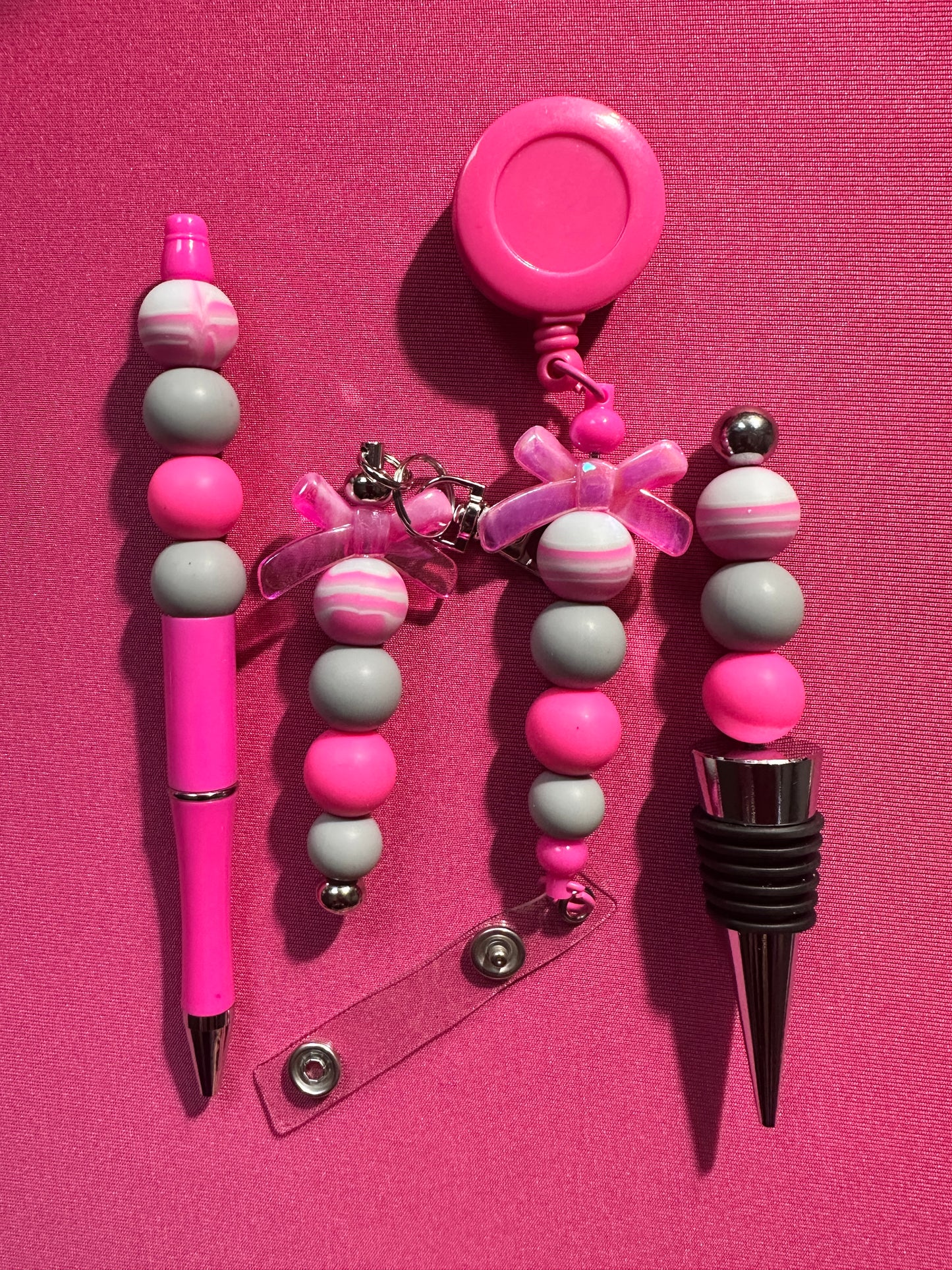 Beaded Sets (Pink Options)-Pen Keychain Lanyard Stopper