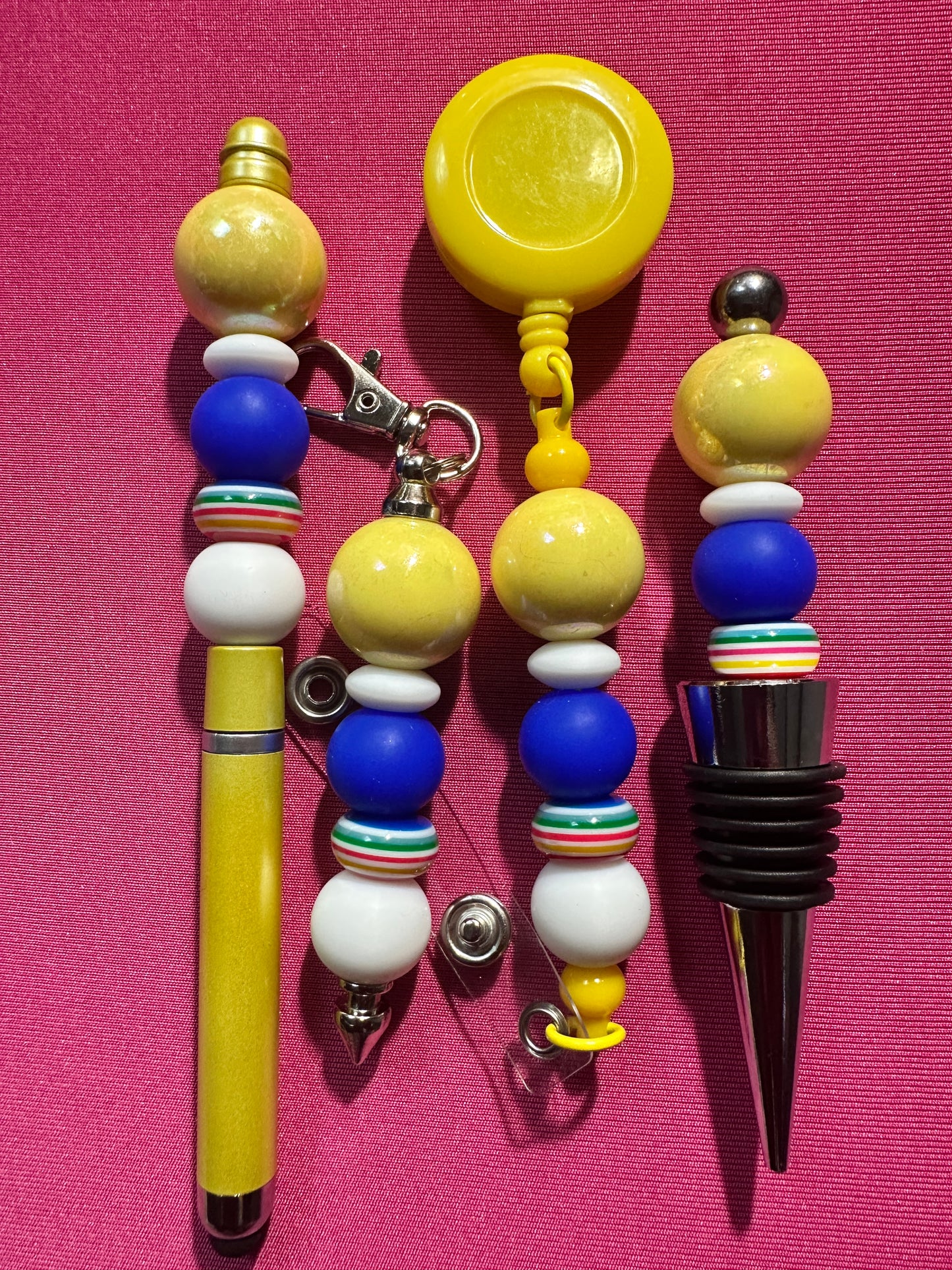Beaded Sets (Yellow Options)-Pen Keychain Lanyard Stopper