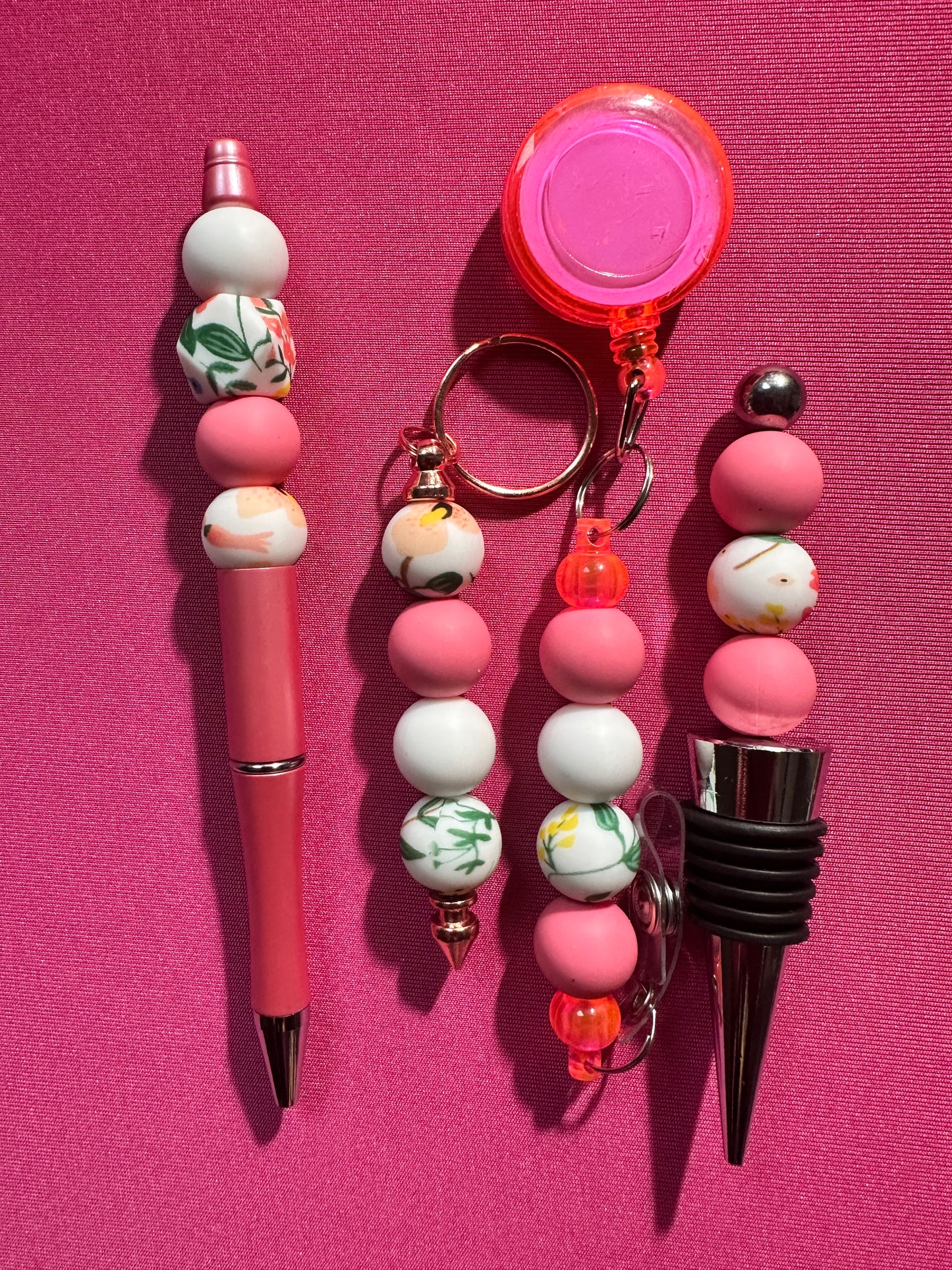 Beaded Sets (Pink Options)-Pen Keychain Lanyard Stopper