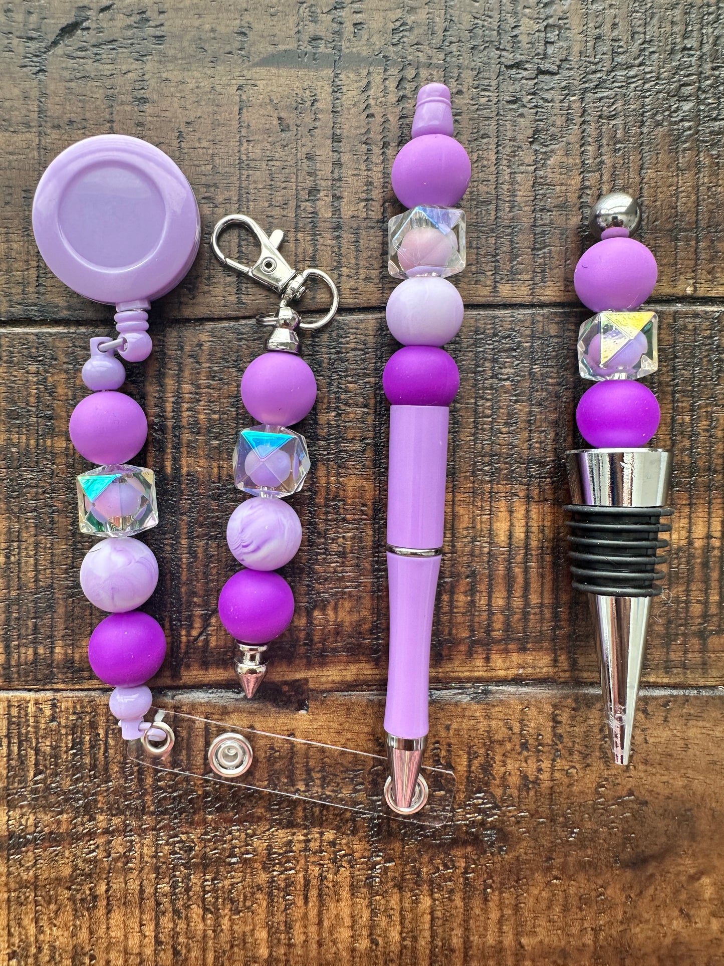 Beaded Sets (Purple Options)-Pen Keychain Lanyard Stopper