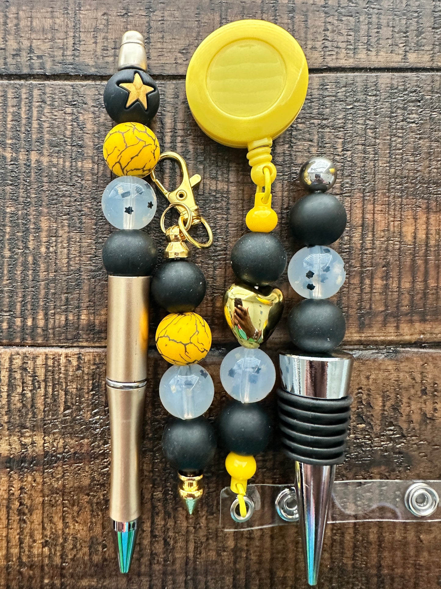 Beaded Sets (Yellow Options)-Pen Keychain Lanyard Stopper