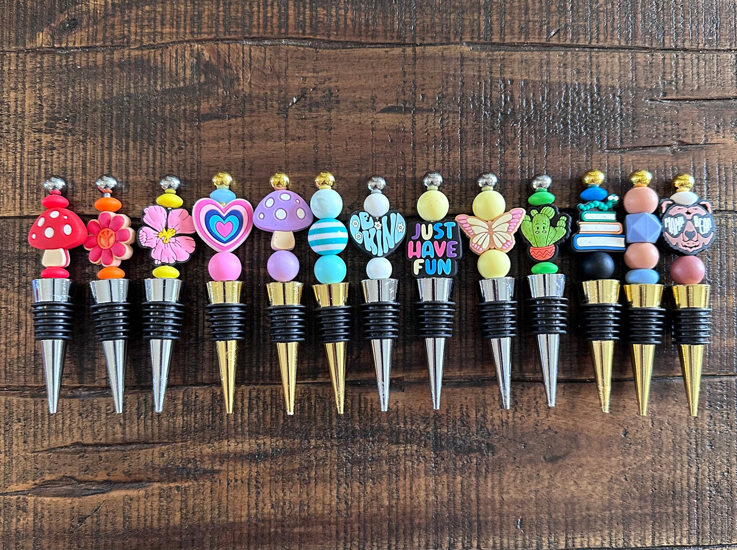Beaded Bottle & Wine Stoppers (Various Colors)