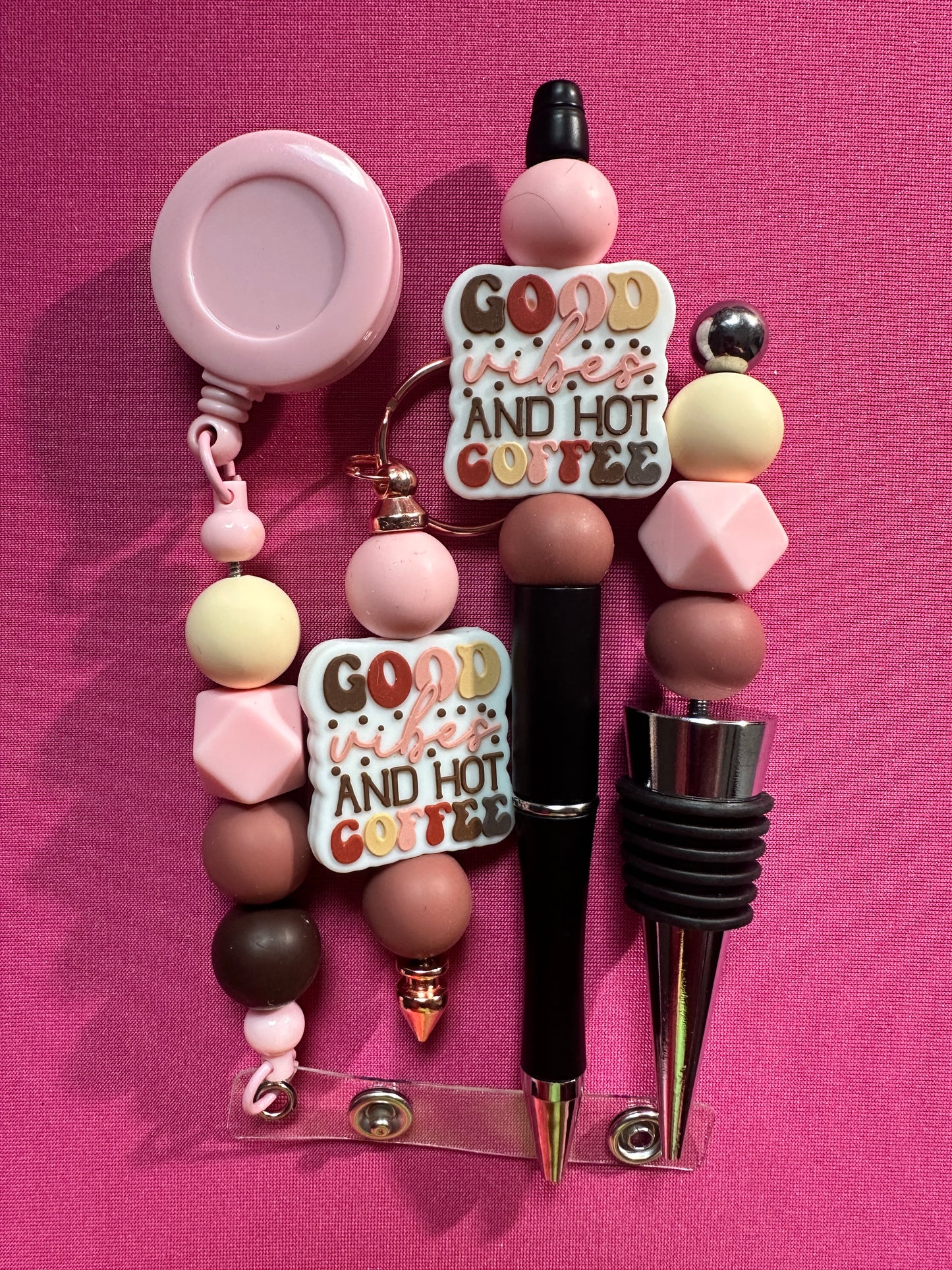Beaded Sets (Pink Options)-Pen Keychain Lanyard Stopper