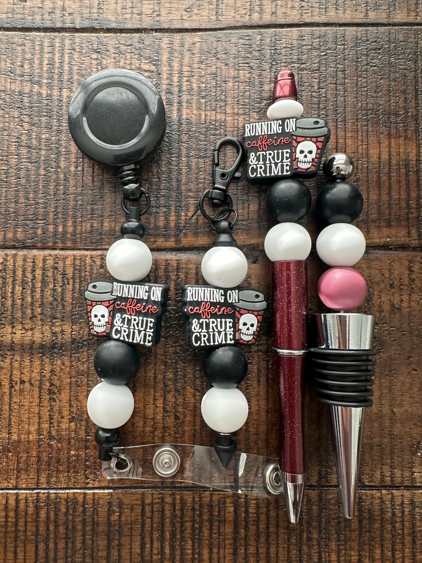 Beaded Sets (Black Options)-Pen Keychain Lanyard Stopper