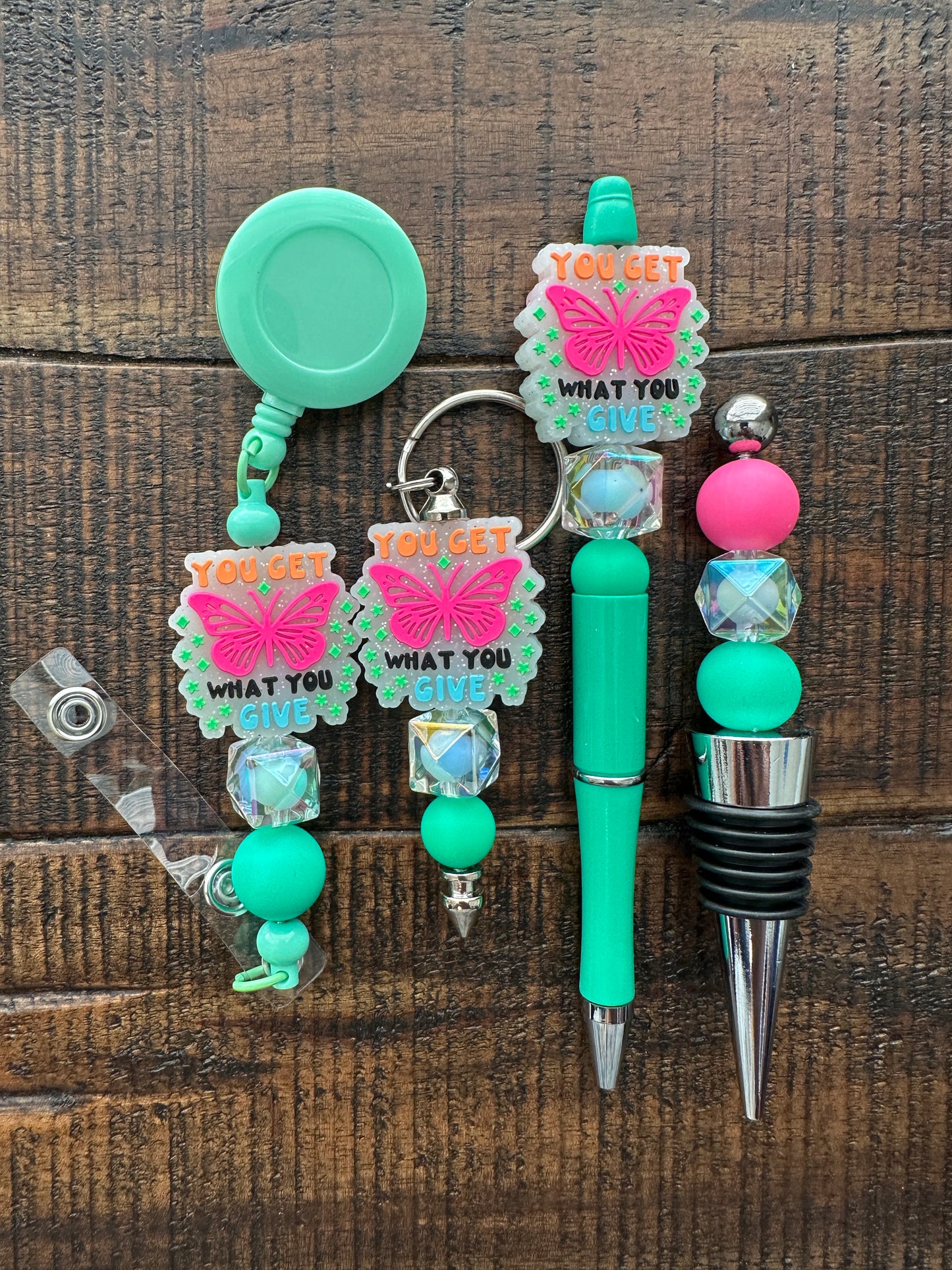 Beaded Sets (Green Options)-Pen Keychain Lanyard Stopper
