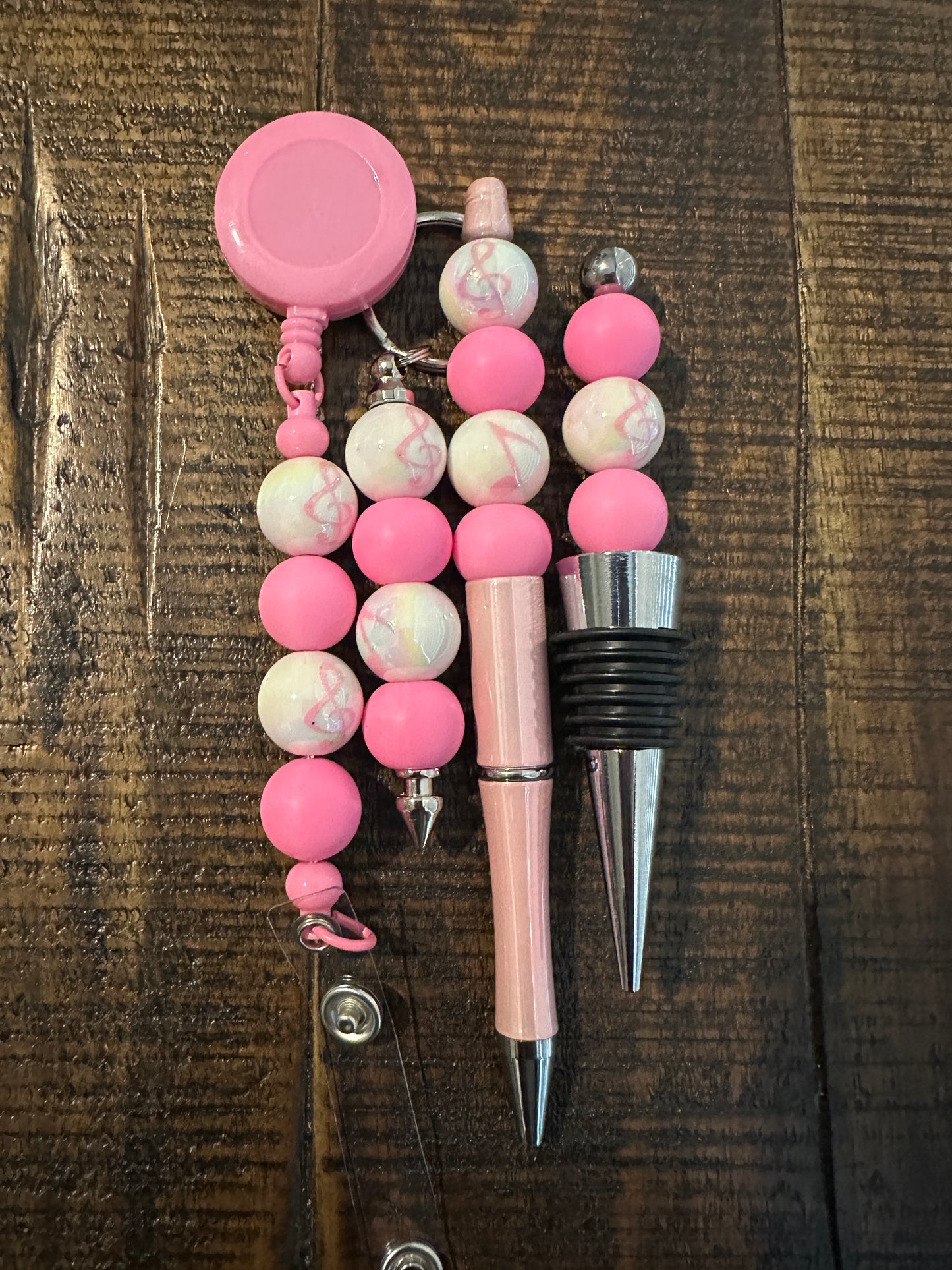Beaded Sets (Pink Options)-Pen Keychain Lanyard Stopper