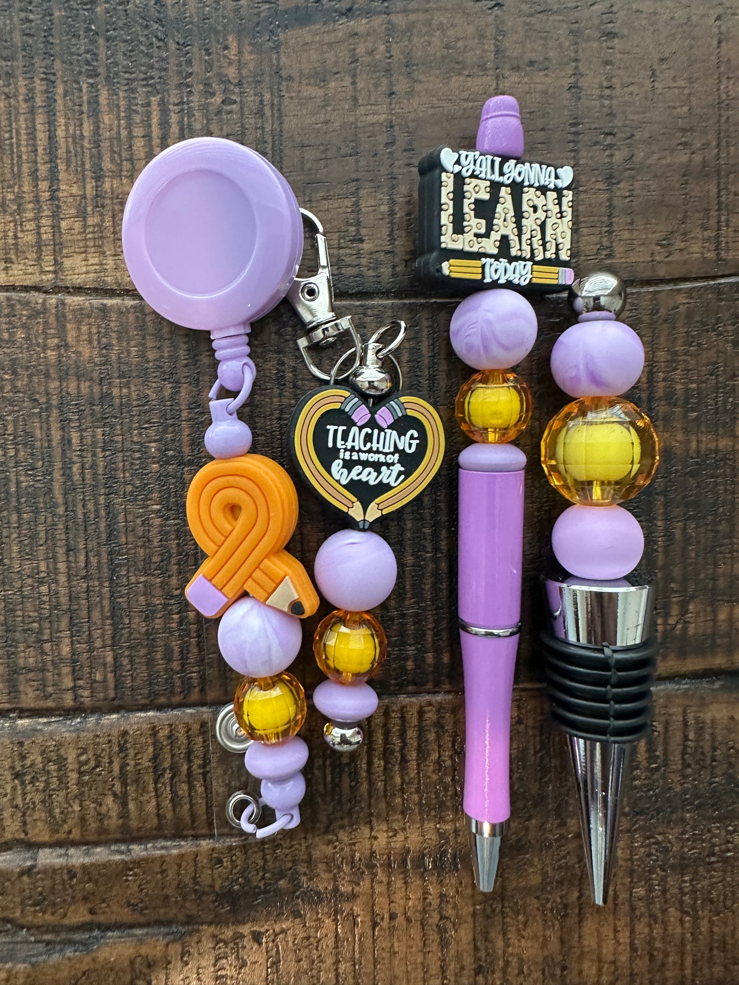 Beaded Sets (Purple Options)-Pen Keychain Lanyard Stopper