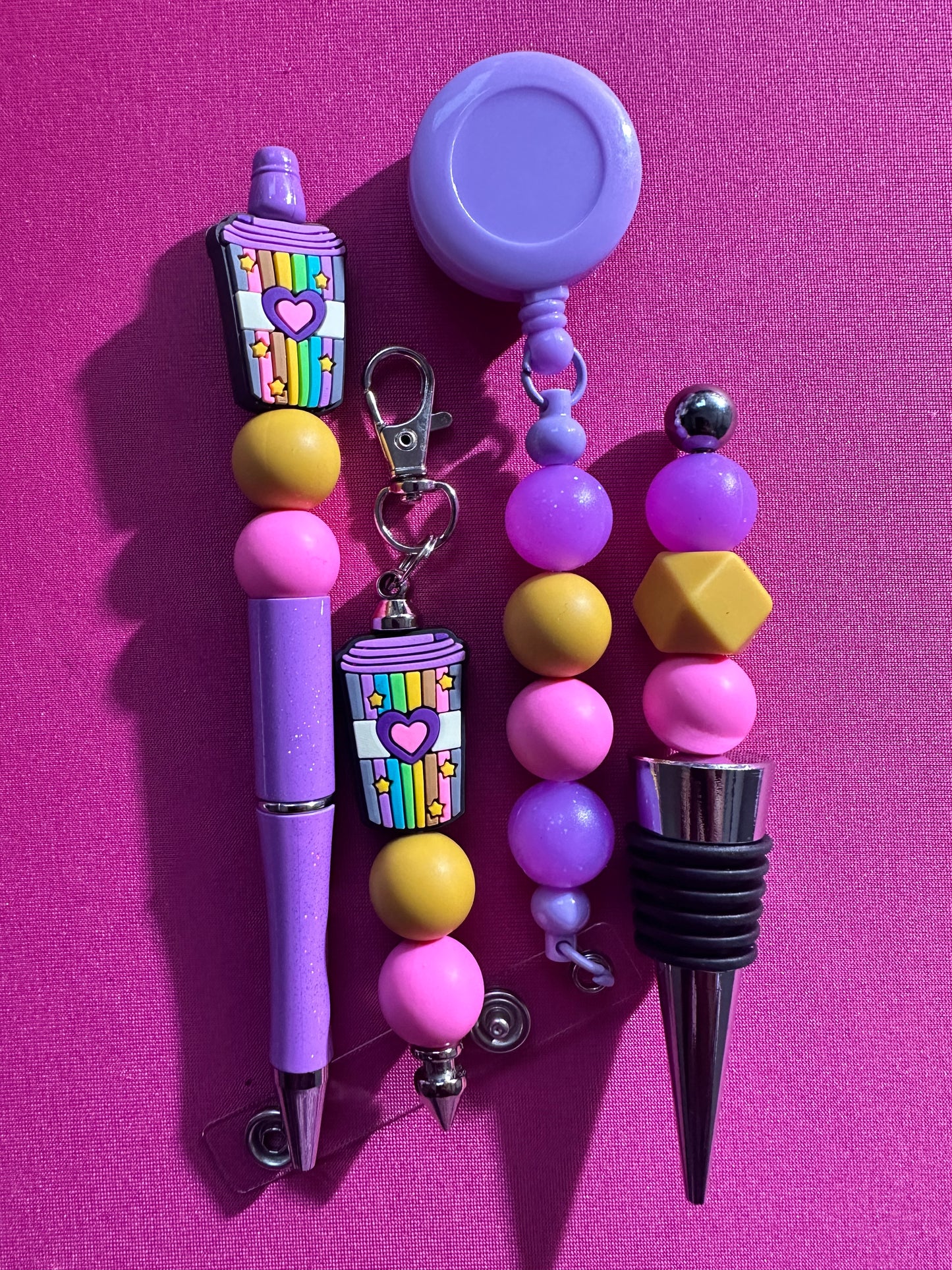 Beaded Sets (Purple Options)-Pen Keychain Lanyard Stopper