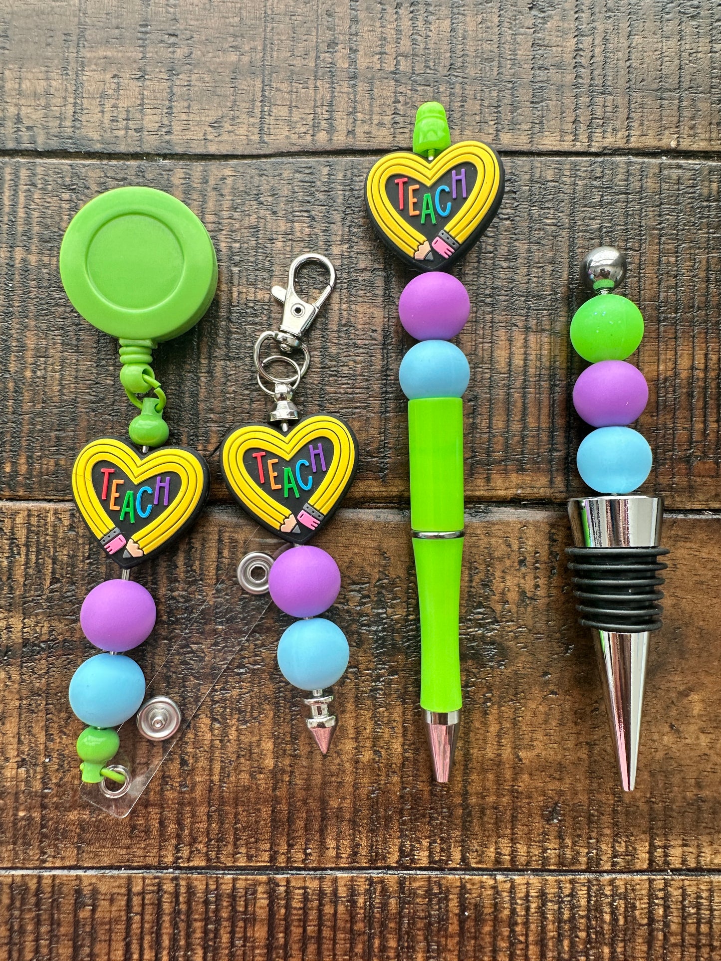Beaded Sets (Green Options)-Pen Keychain Lanyard Stopper