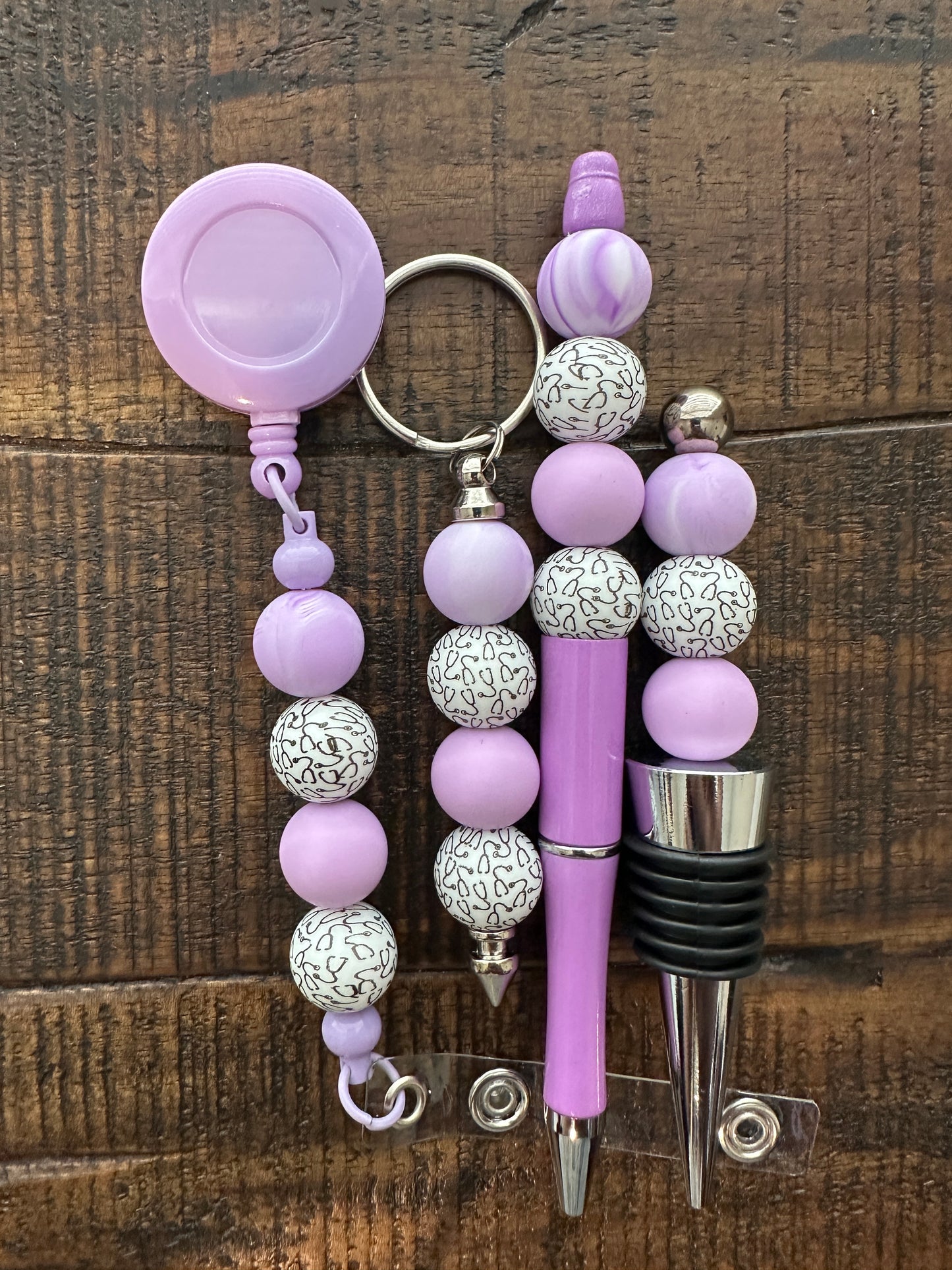 Beaded Sets (Purple Options)-Pen Keychain Lanyard Stopper