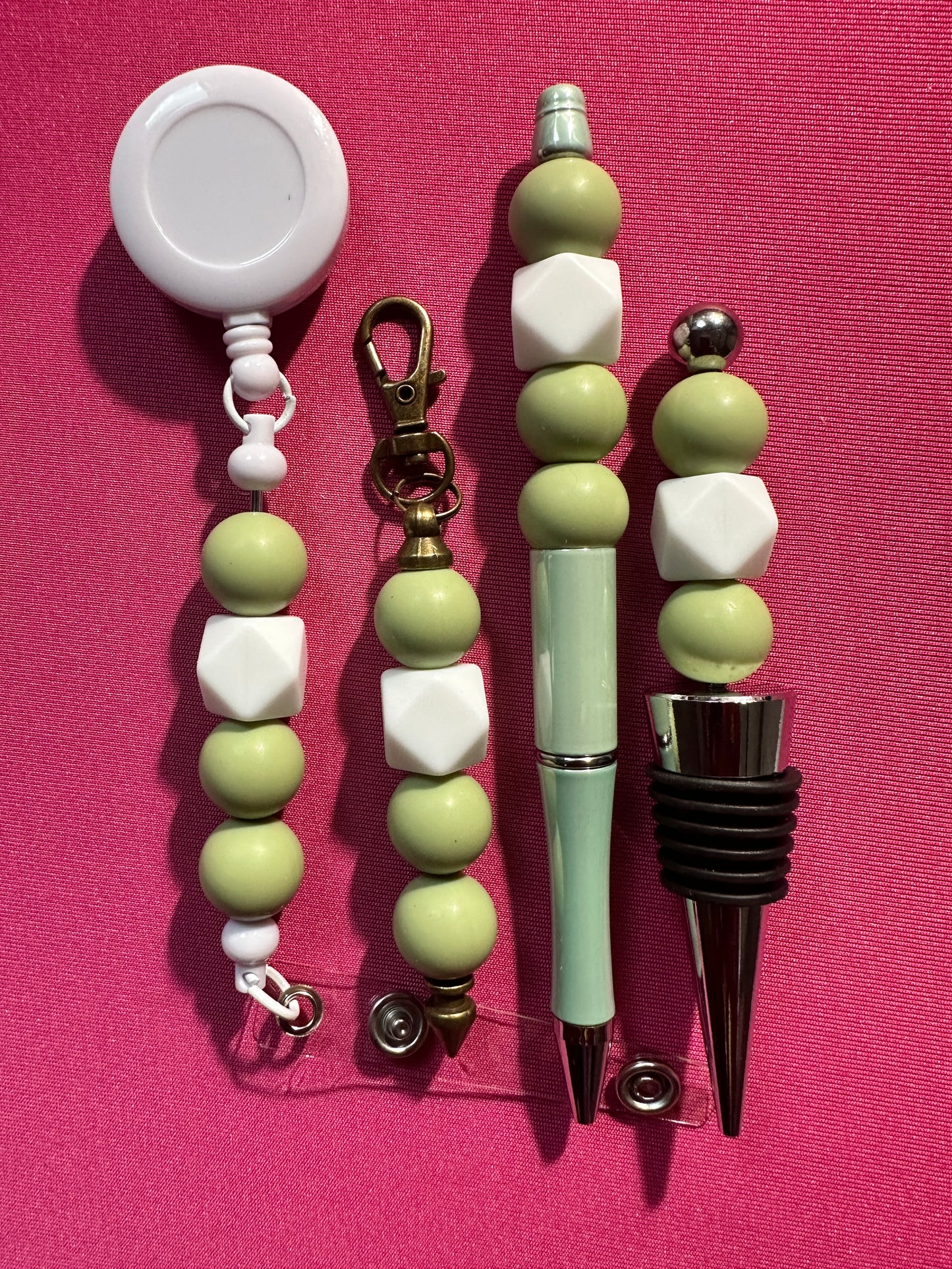 Beaded Sets (Green Options)-Pen Keychain Lanyard Stopper