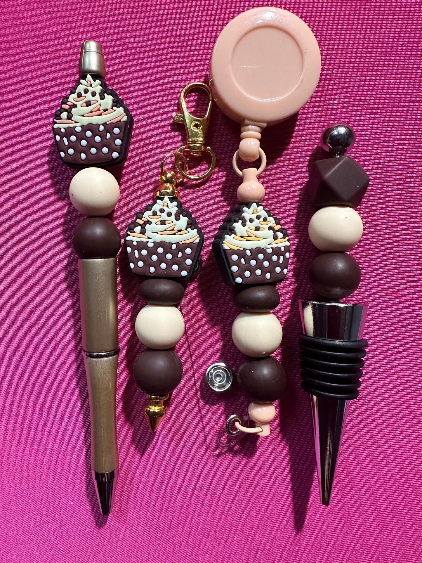 Beaded Sets (Brown Options)-Pen Keychain Lanyard Stopper
