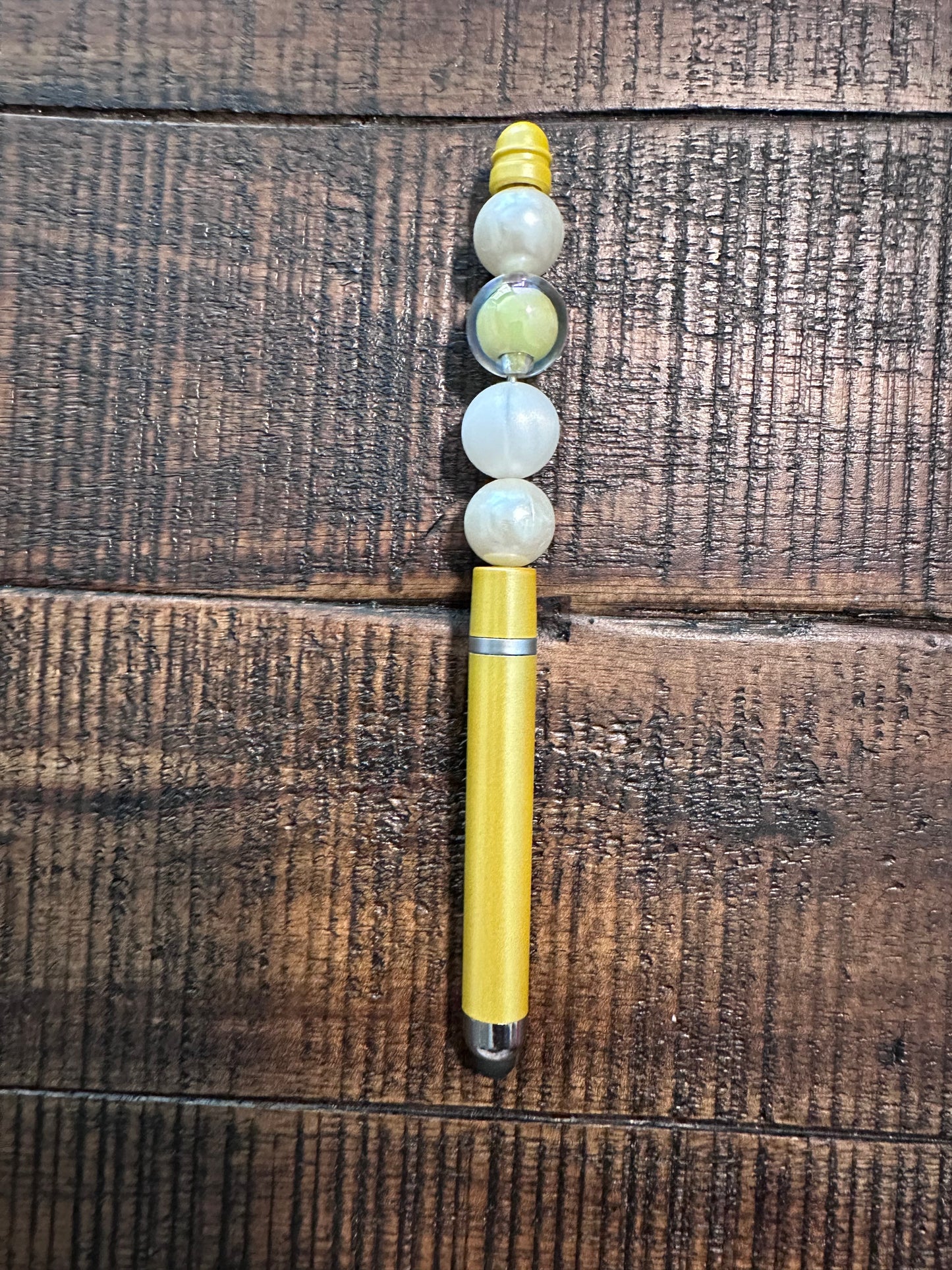 Beaded Set:  Fully Beaded Lanyard & Pen (Yellow)