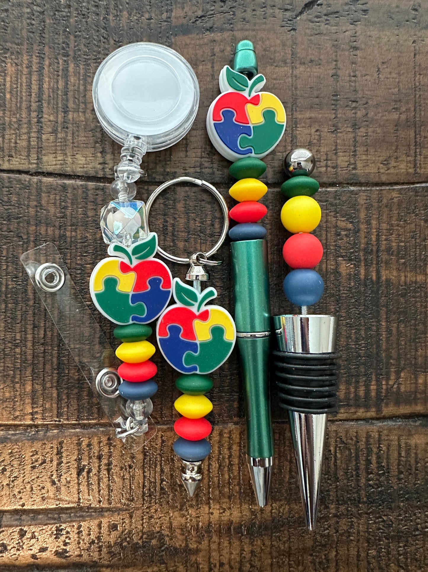 Beaded Sets (Green Options)-Pen Keychain Lanyard Stopper