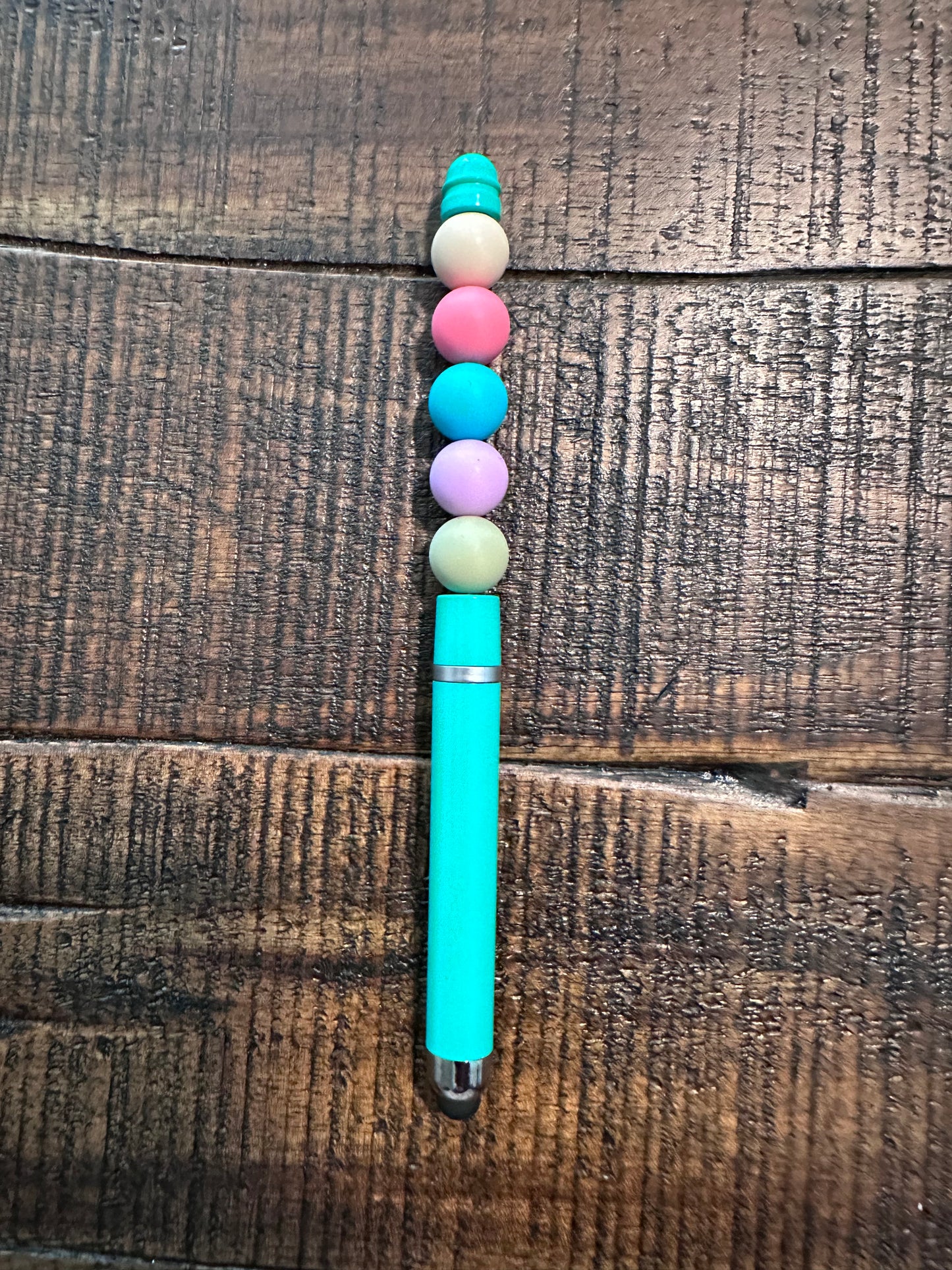 Beaded Set:  Fully Beaded Lanyard & Pen (Mint Green)
