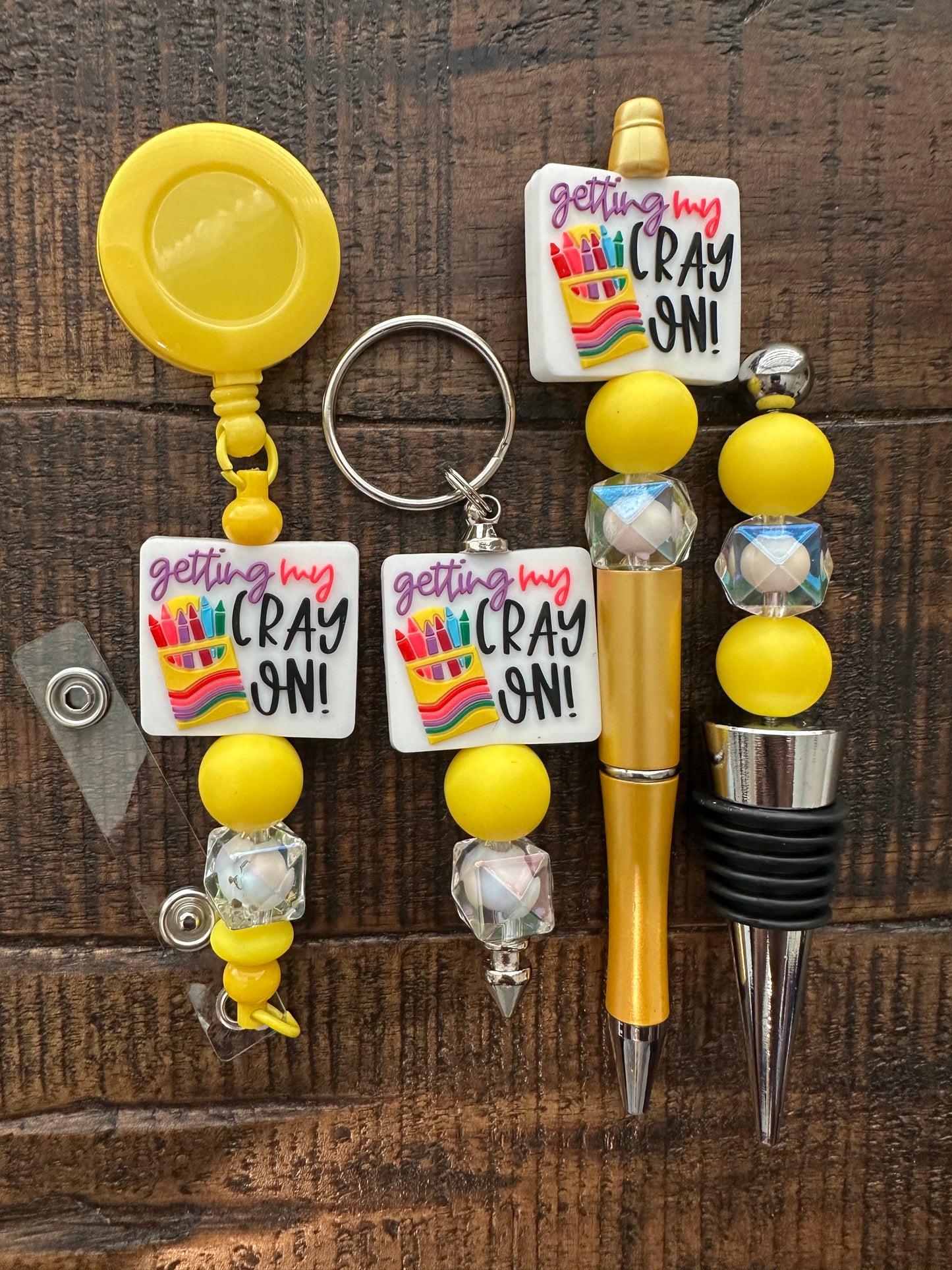 Beaded Sets (Yellow Options)-Pen Keychain Lanyard Stopper