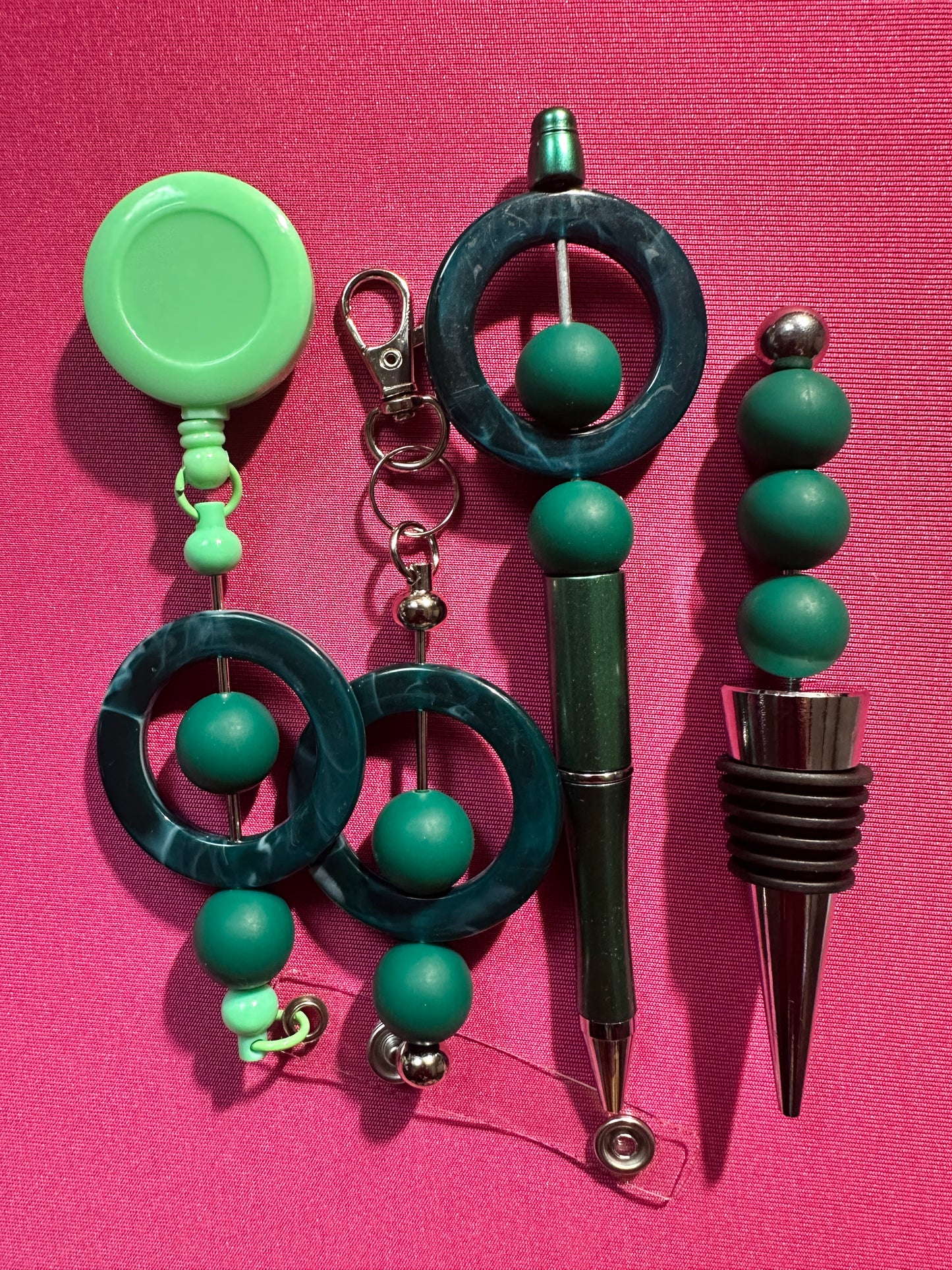 Beaded Sets (Green Options)-Pen Keychain Lanyard Stopper