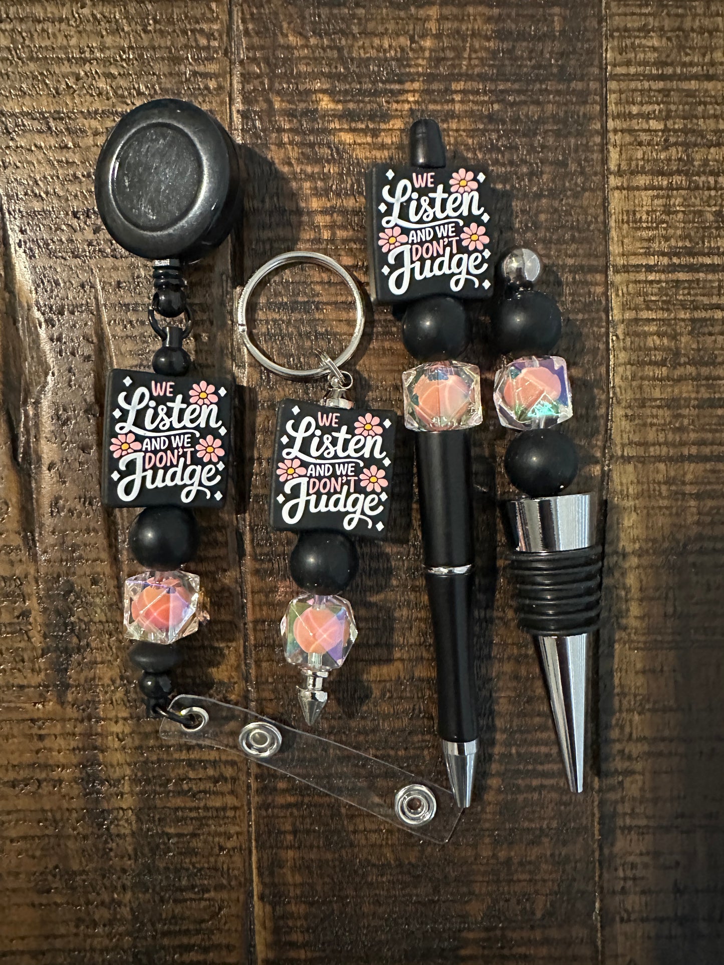 Beaded Sets (Black Options)-Pen Keychain Lanyard Stopper