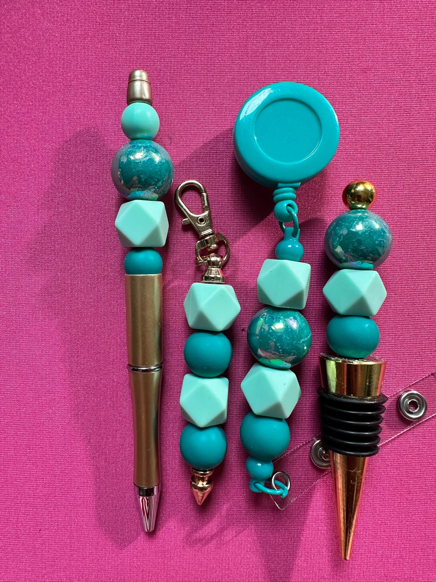 Beaded Sets (Green Options)-Pen Keychain Lanyard Stopper