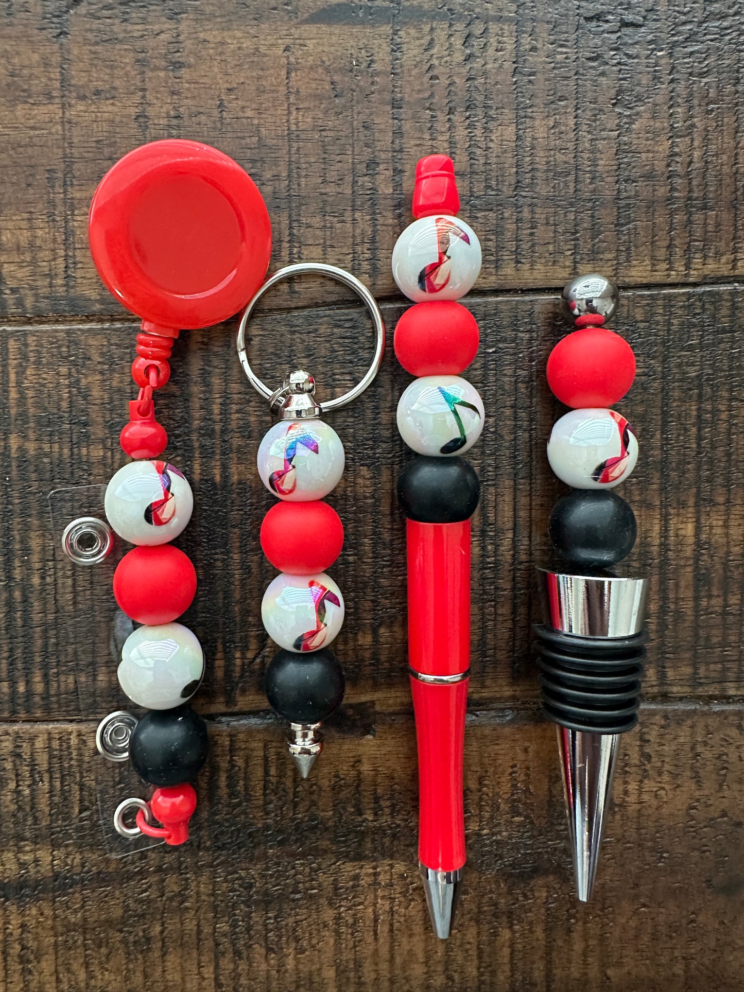 Beaded Sets (Red Options)-Pen Keychain Lanyard Stopper
