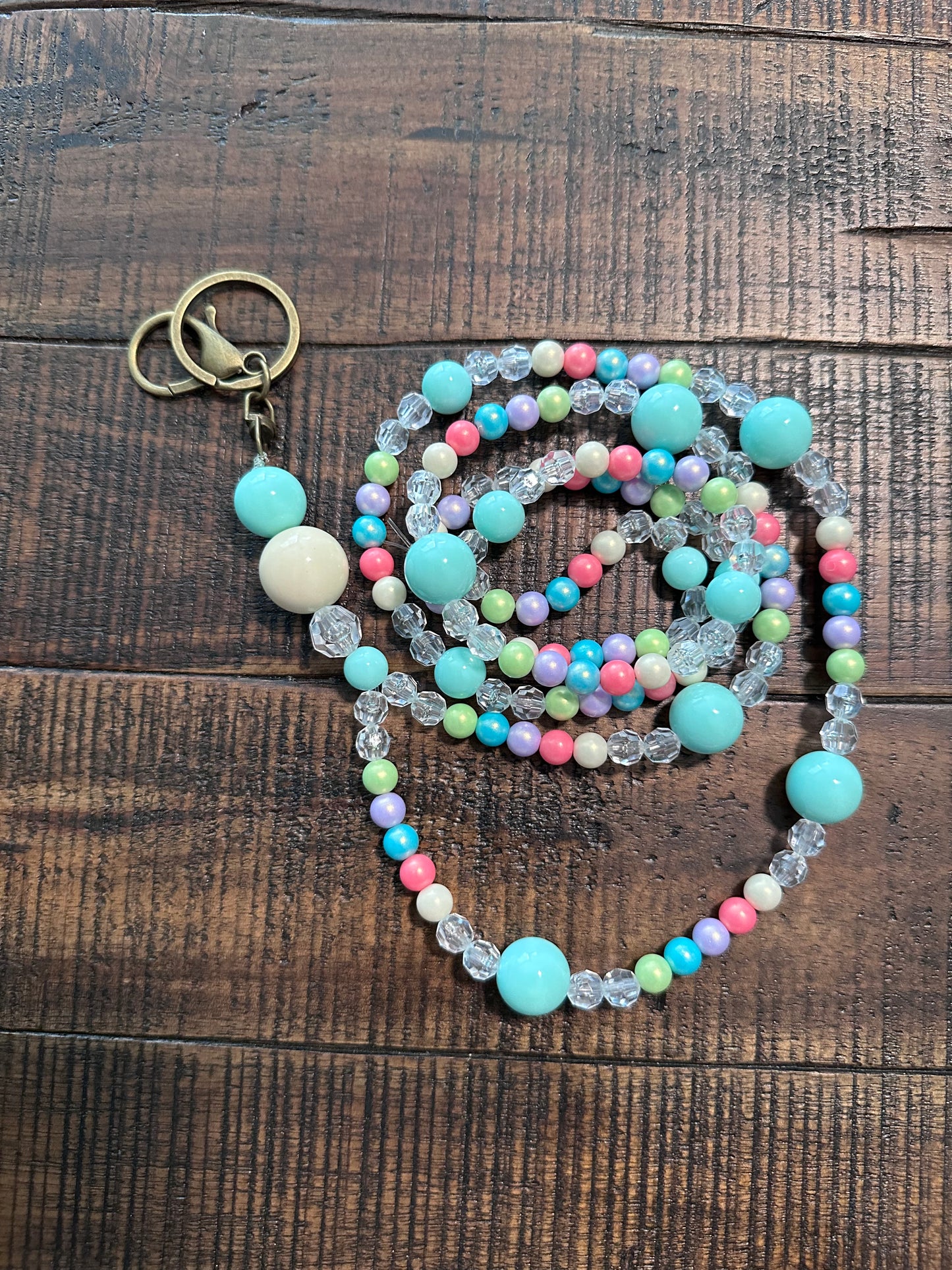 Beaded Set:  Fully Beaded Lanyard & Pen (Mint Green)