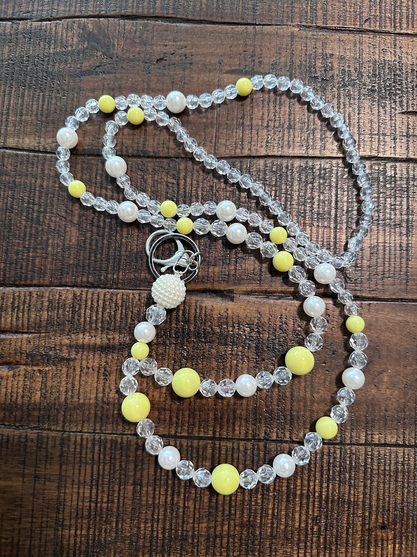 Beaded Set:  Fully Beaded Lanyard & Pen (Yellow)