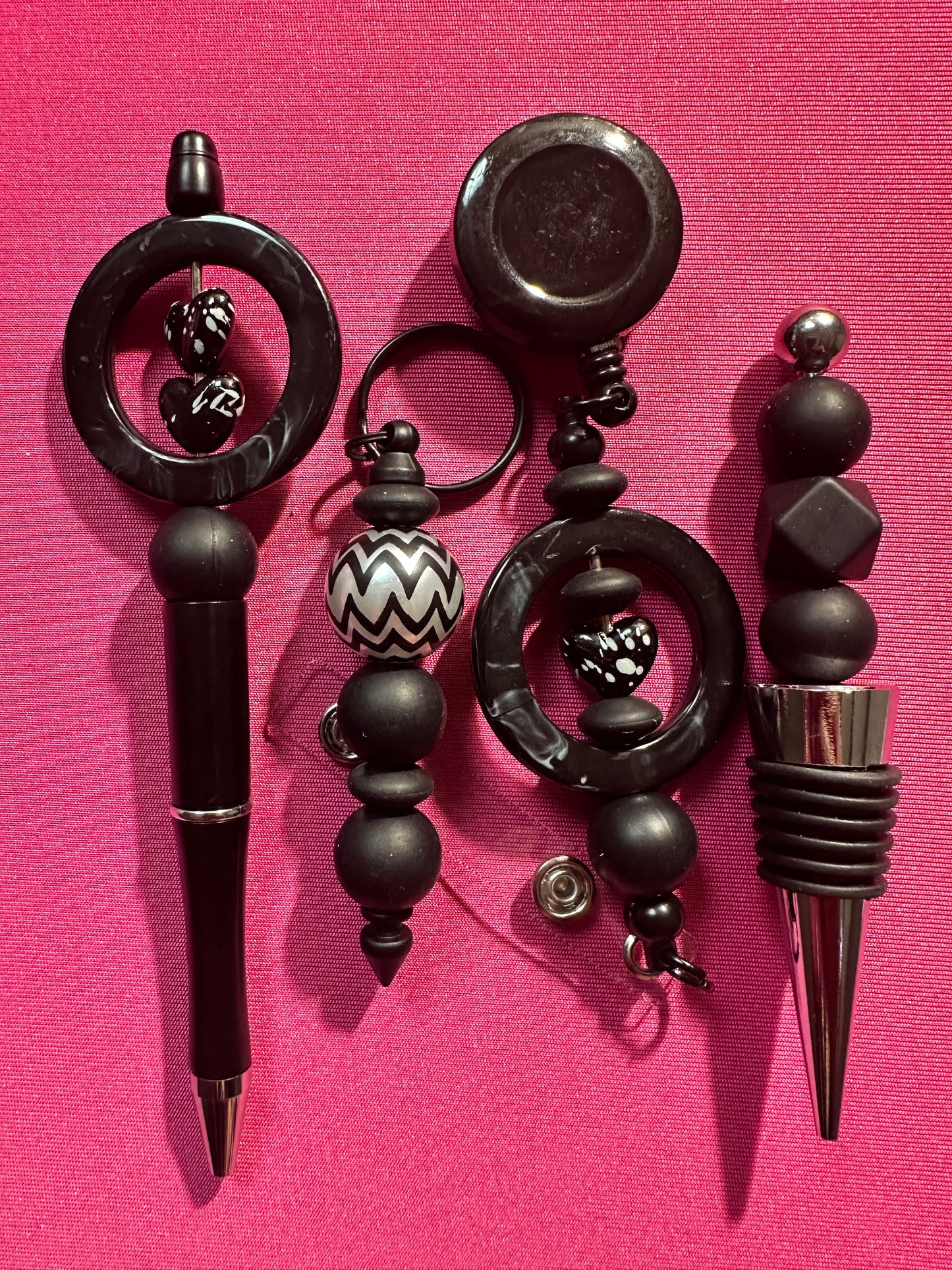 Beaded Sets (Black Options)-Pen Keychain Lanyard Stopper