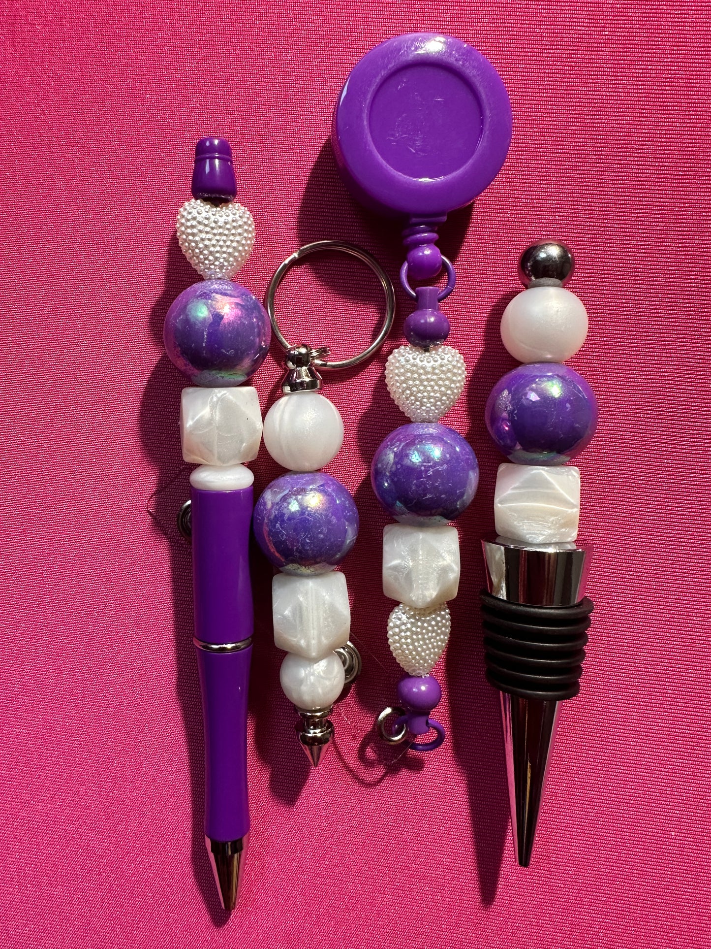 Beaded Sets (Purple Options)-Pen Keychain Lanyard Stopper