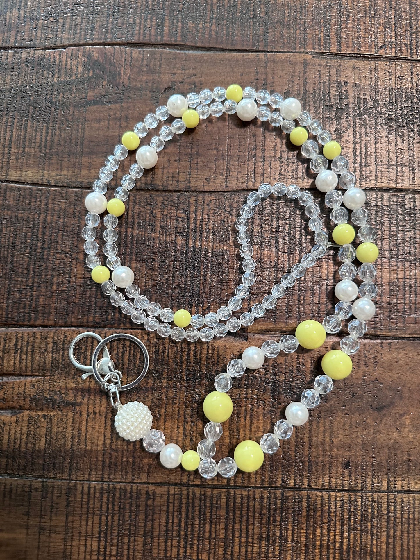 Beaded Set:  Fully Beaded Lanyard & Pen (Yellow)