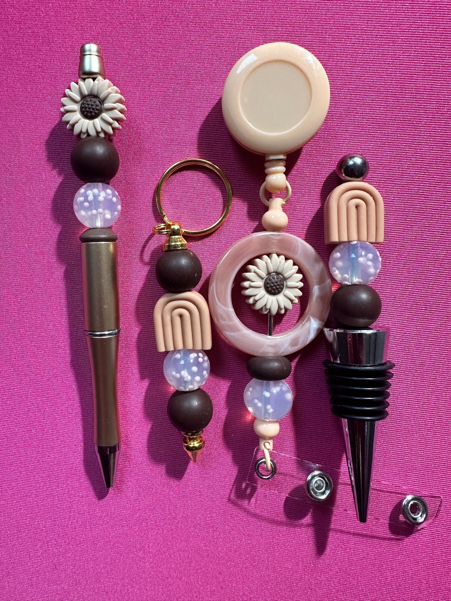 Beaded Sets (Brown Options)-Pen Keychain Lanyard Stopper