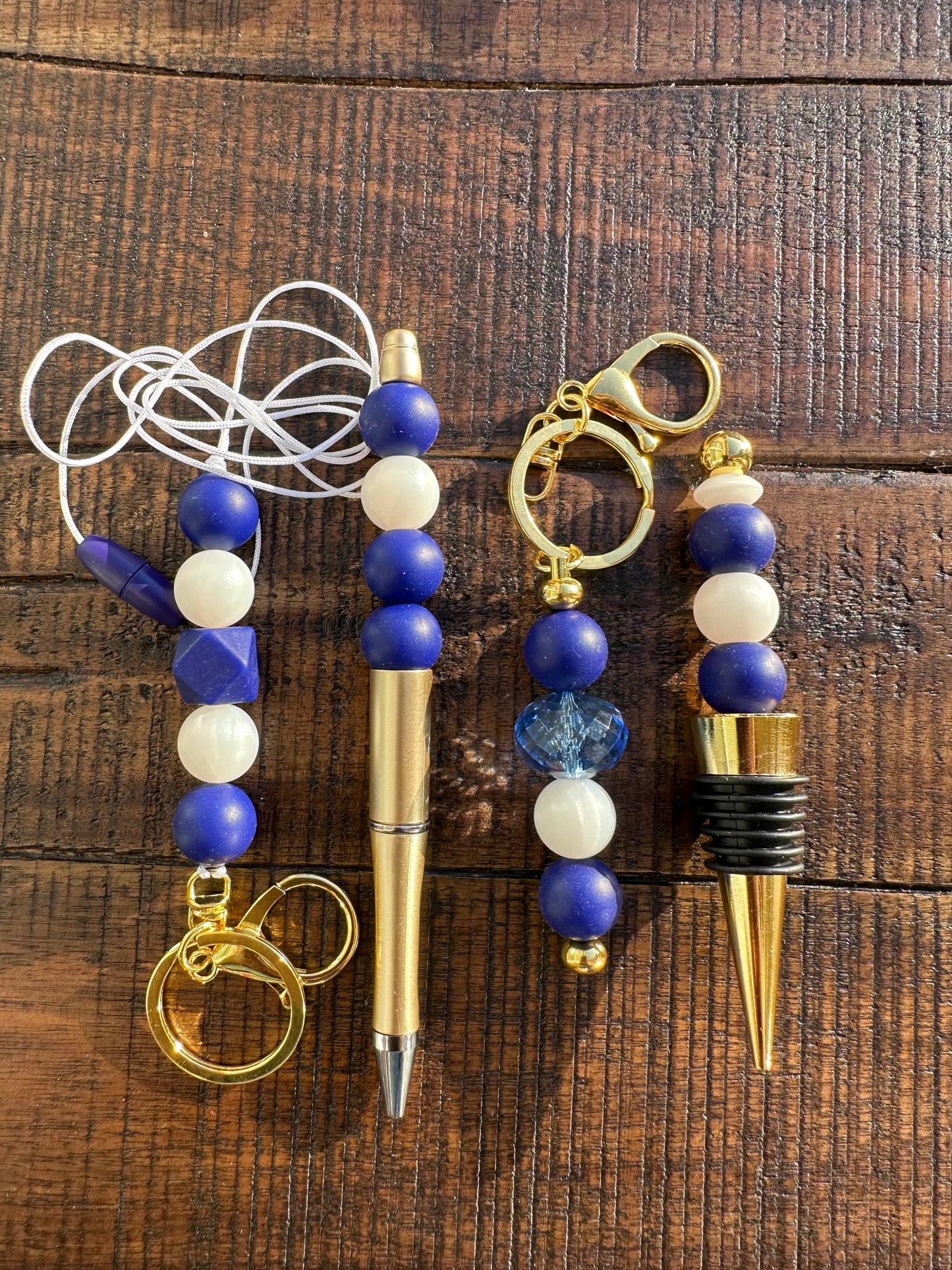 Beaded Sets (Blue Options)-Pen Keychain Lanyard Stopper