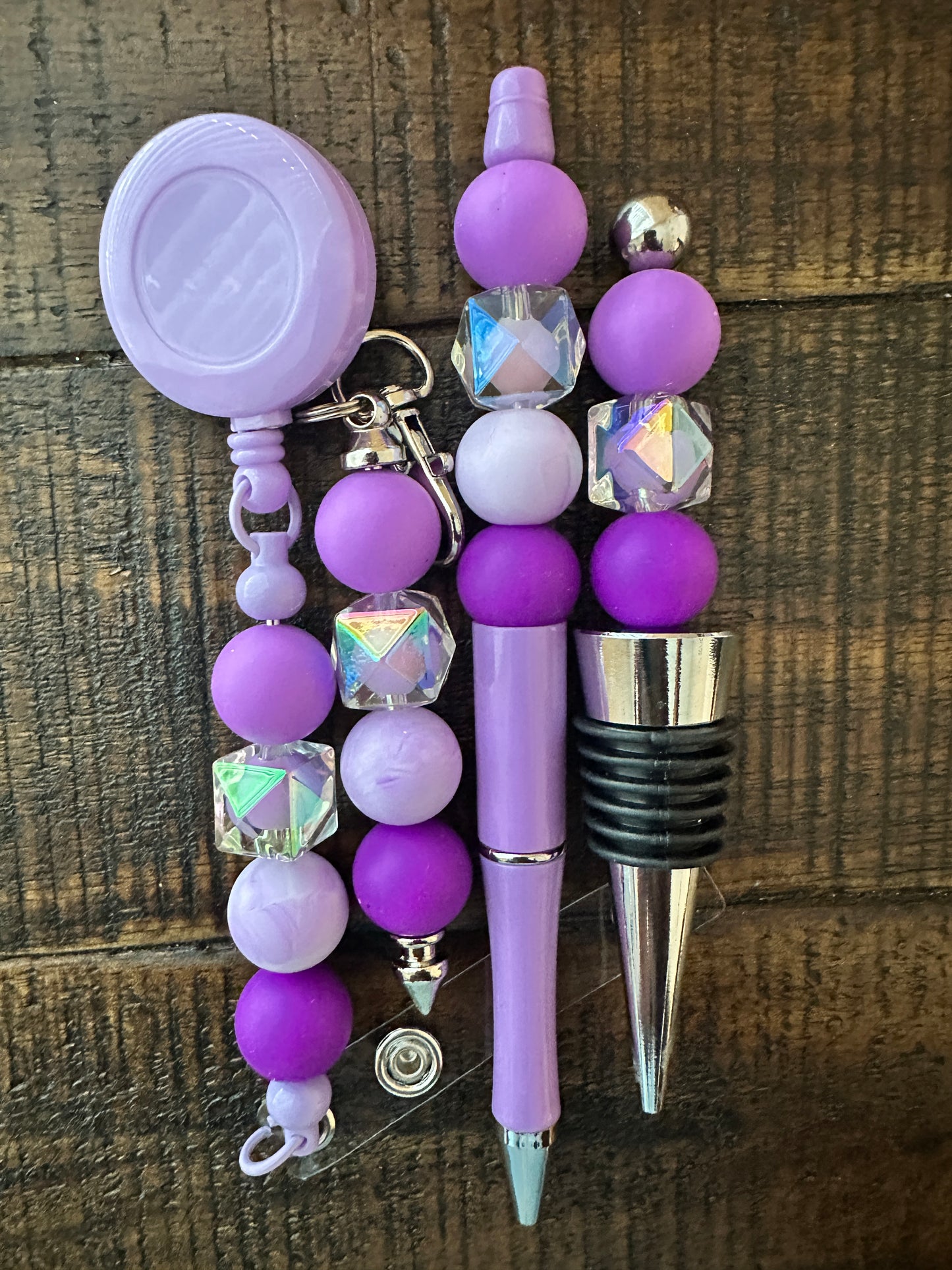 Beaded Sets (Purple Options)-Pen Keychain Lanyard Stopper