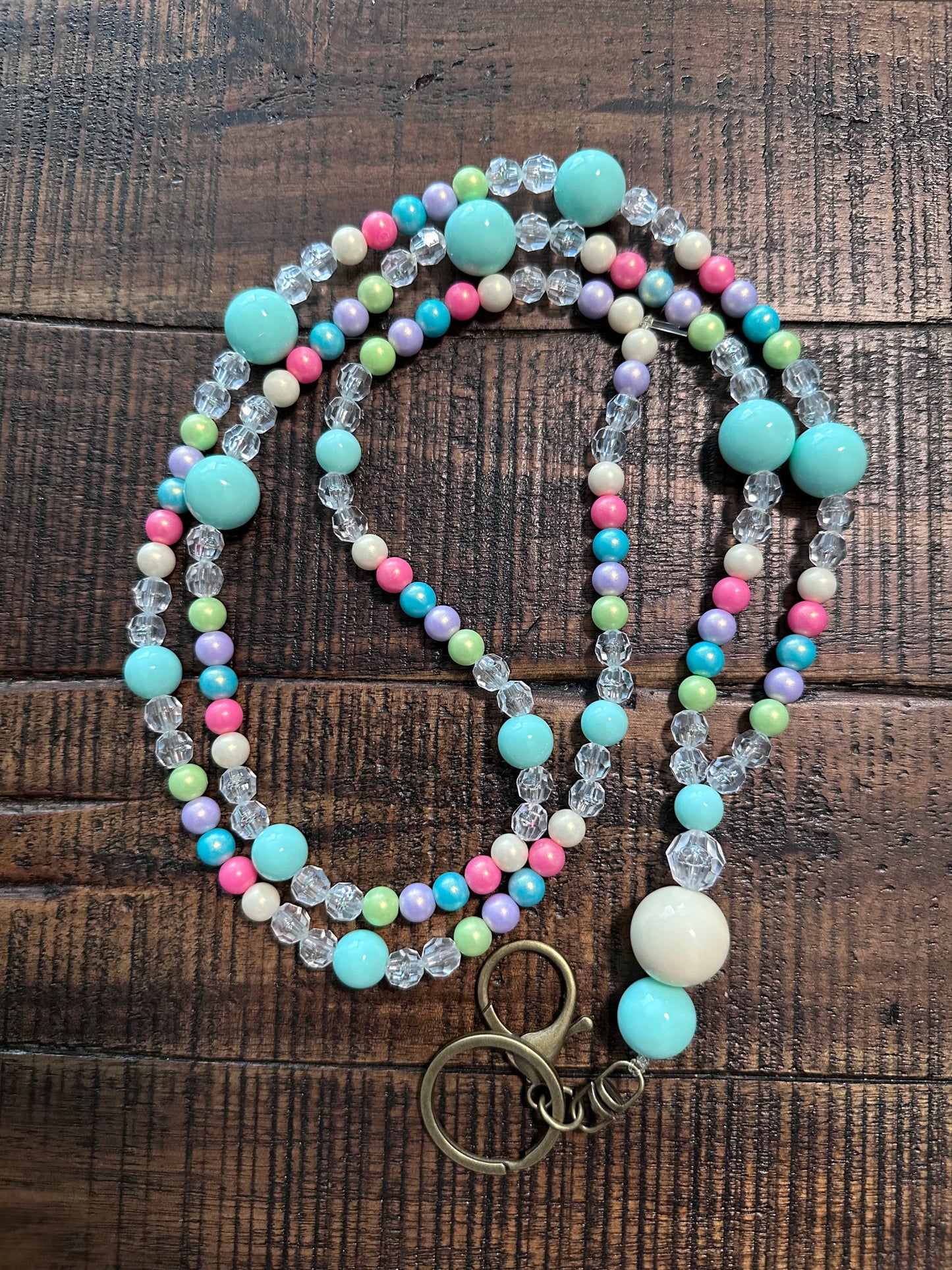 Beaded Set:  Fully Beaded Lanyard & Pen (Mint Green)