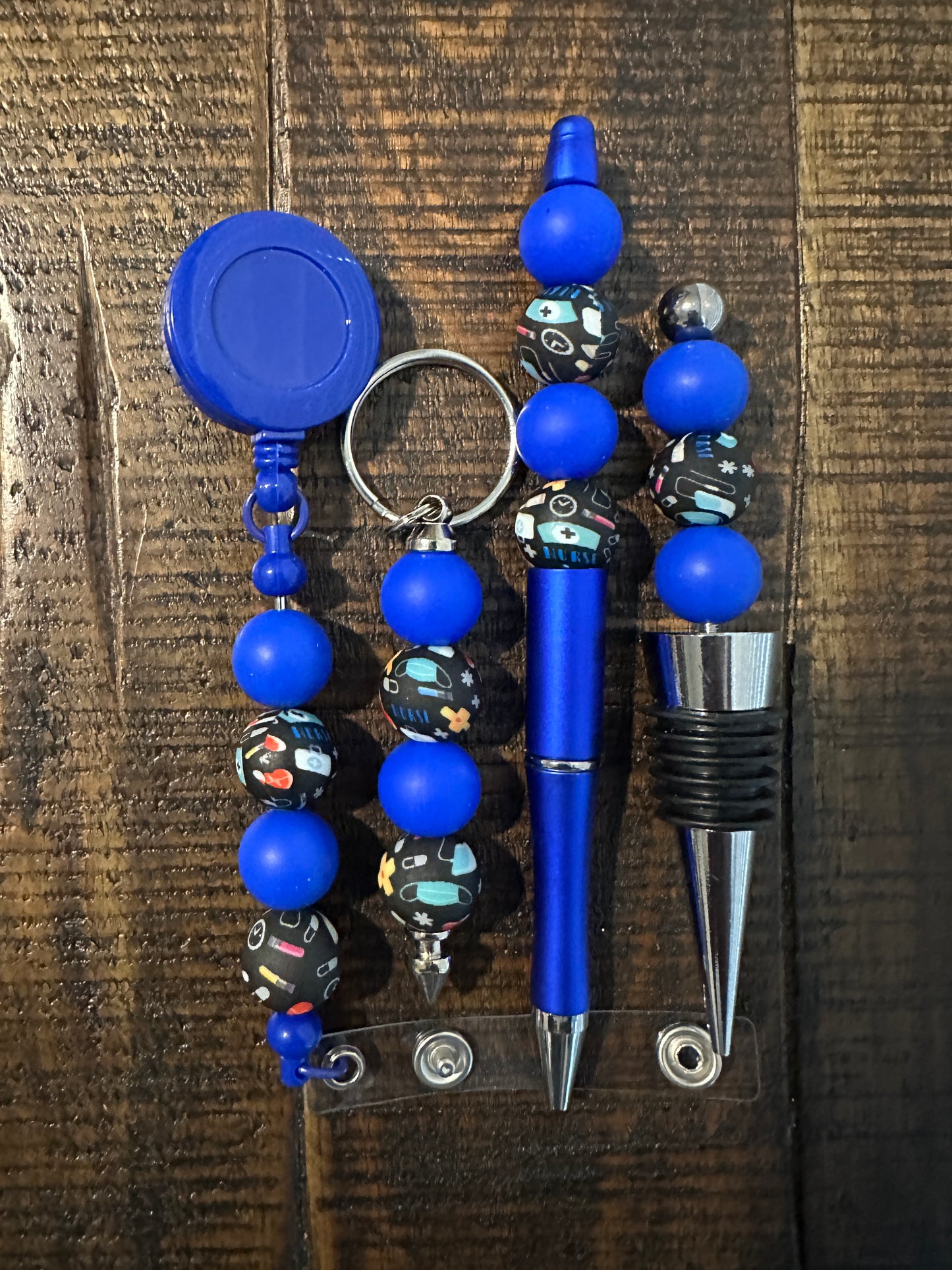 Beaded Sets (Blue Options)-Pen Keychain Lanyard Stopper