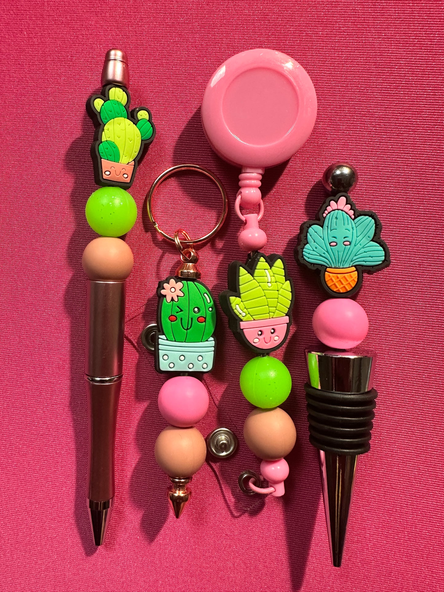 Beaded Sets (Pink Options)-Pen Keychain Lanyard Stopper