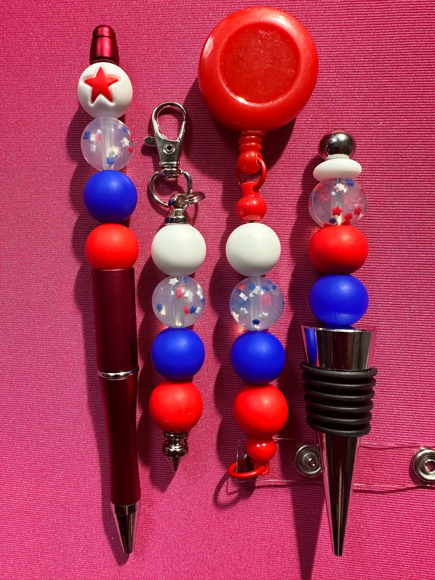 Beaded Sets (Red Options)-Pen Keychain Lanyard Stopper