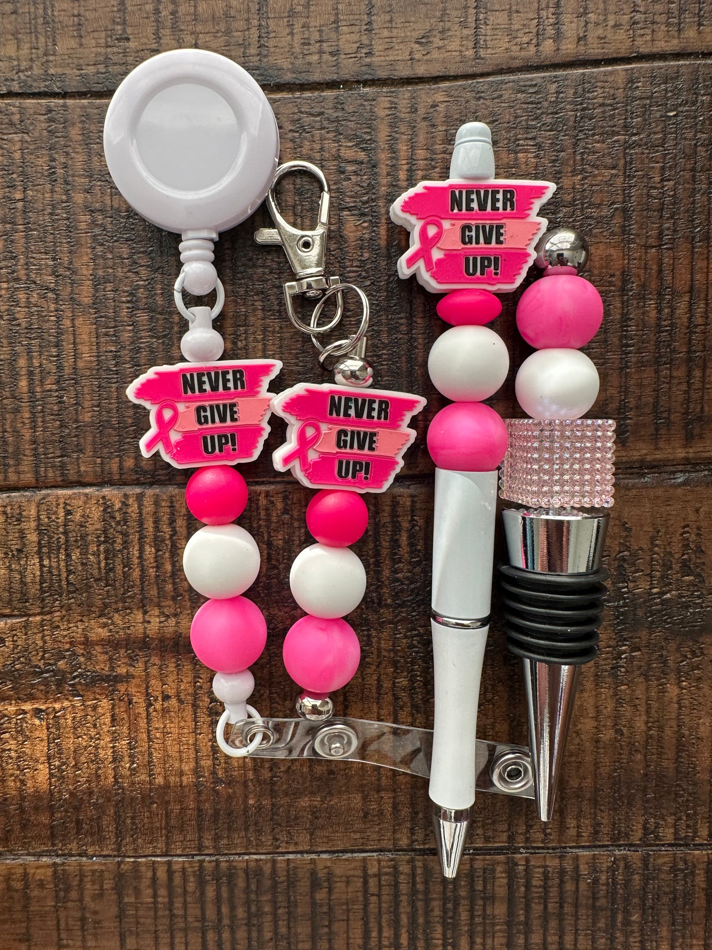 Beaded Sets (Pink Options)-Pen Keychain Lanyard Stopper