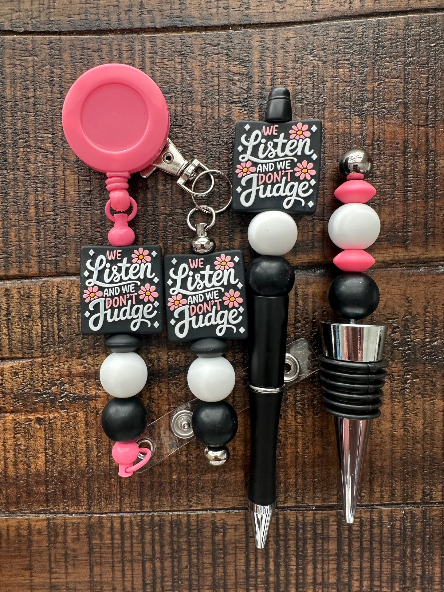 Beaded Sets (Pink Options)-Pen Keychain Lanyard Stopper