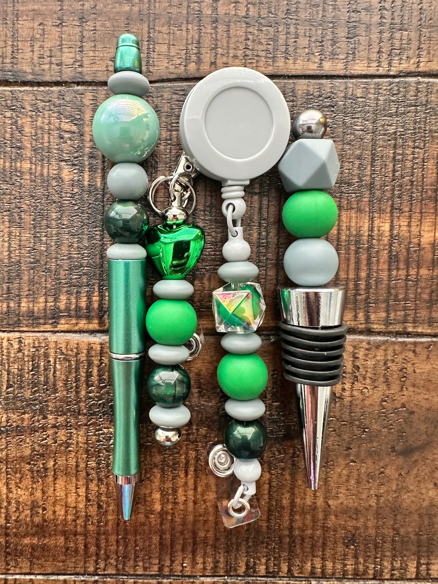 Beaded Sets (Green Options)-Pen Keychain Lanyard Stopper