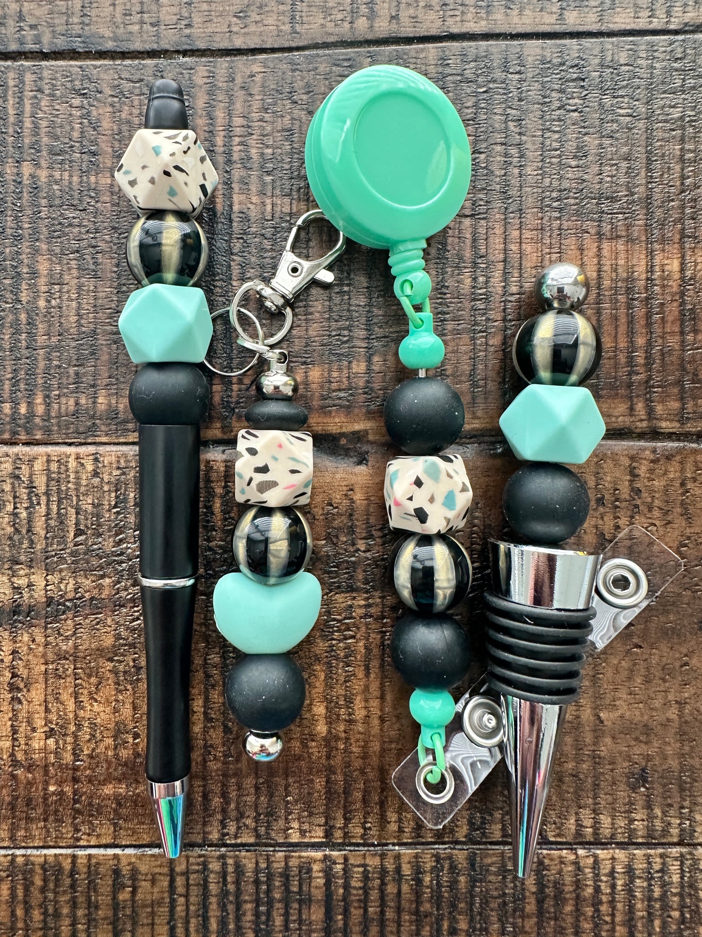 Beaded Sets (Green Options)-Pen Keychain Lanyard Stopper