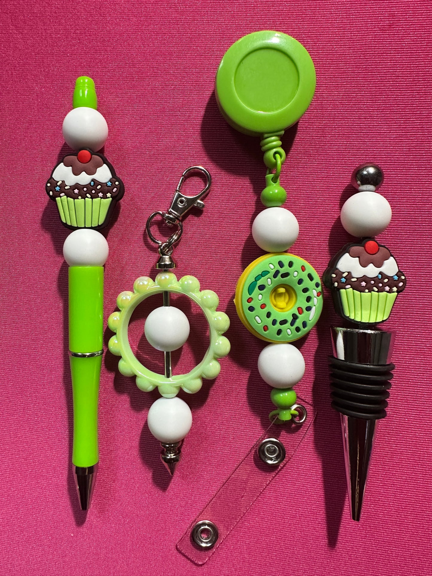 Beaded Sets (Green Options)-Pen Keychain Lanyard Stopper