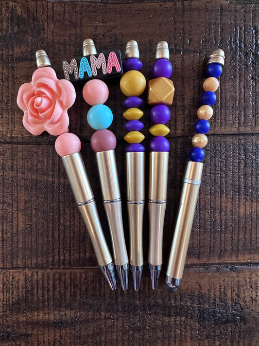 Beaded Pens & Styluses (Gold)