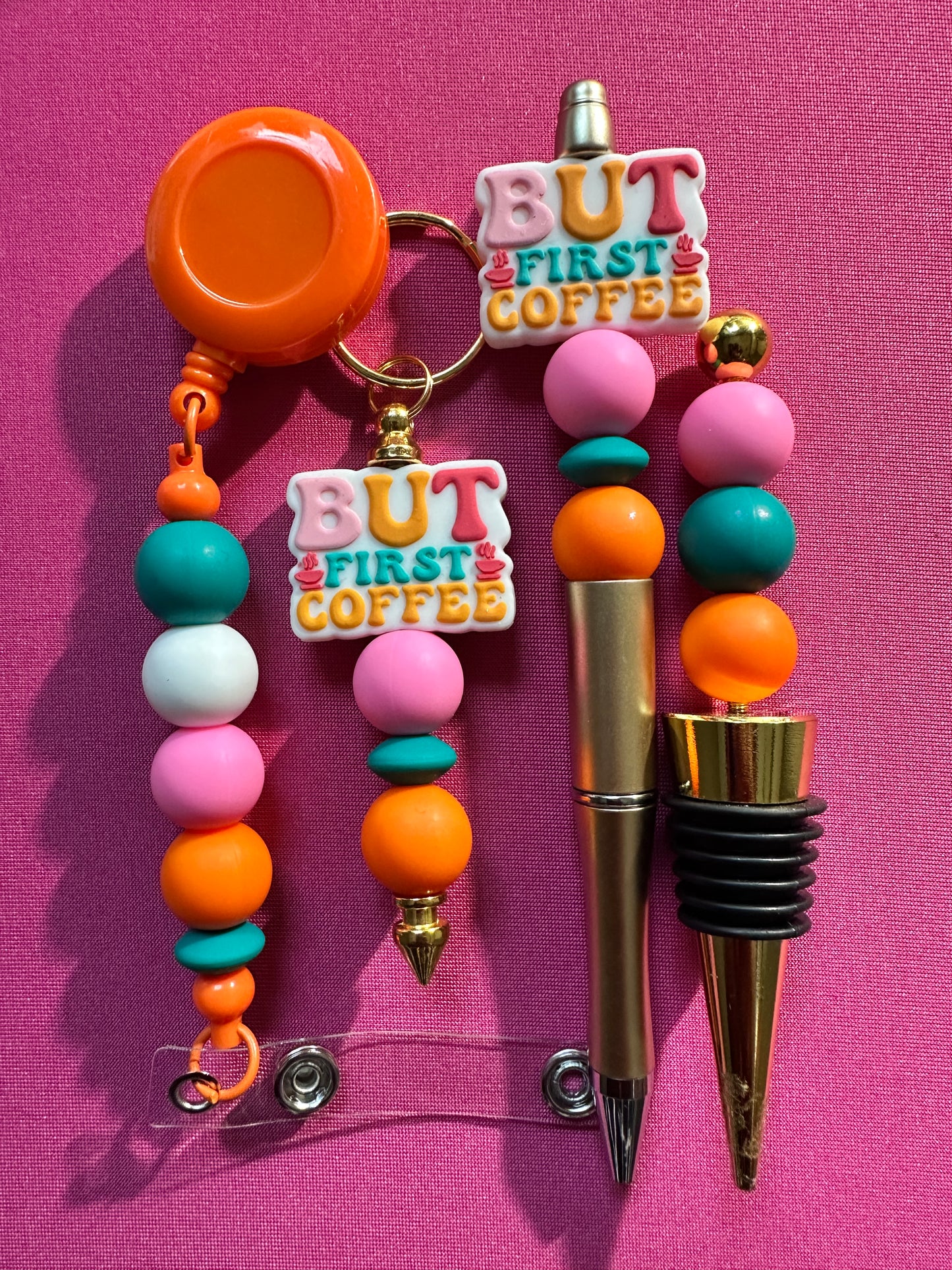 Beaded Sets (Orange Options)-Pen Keychain Lanyard Stopper