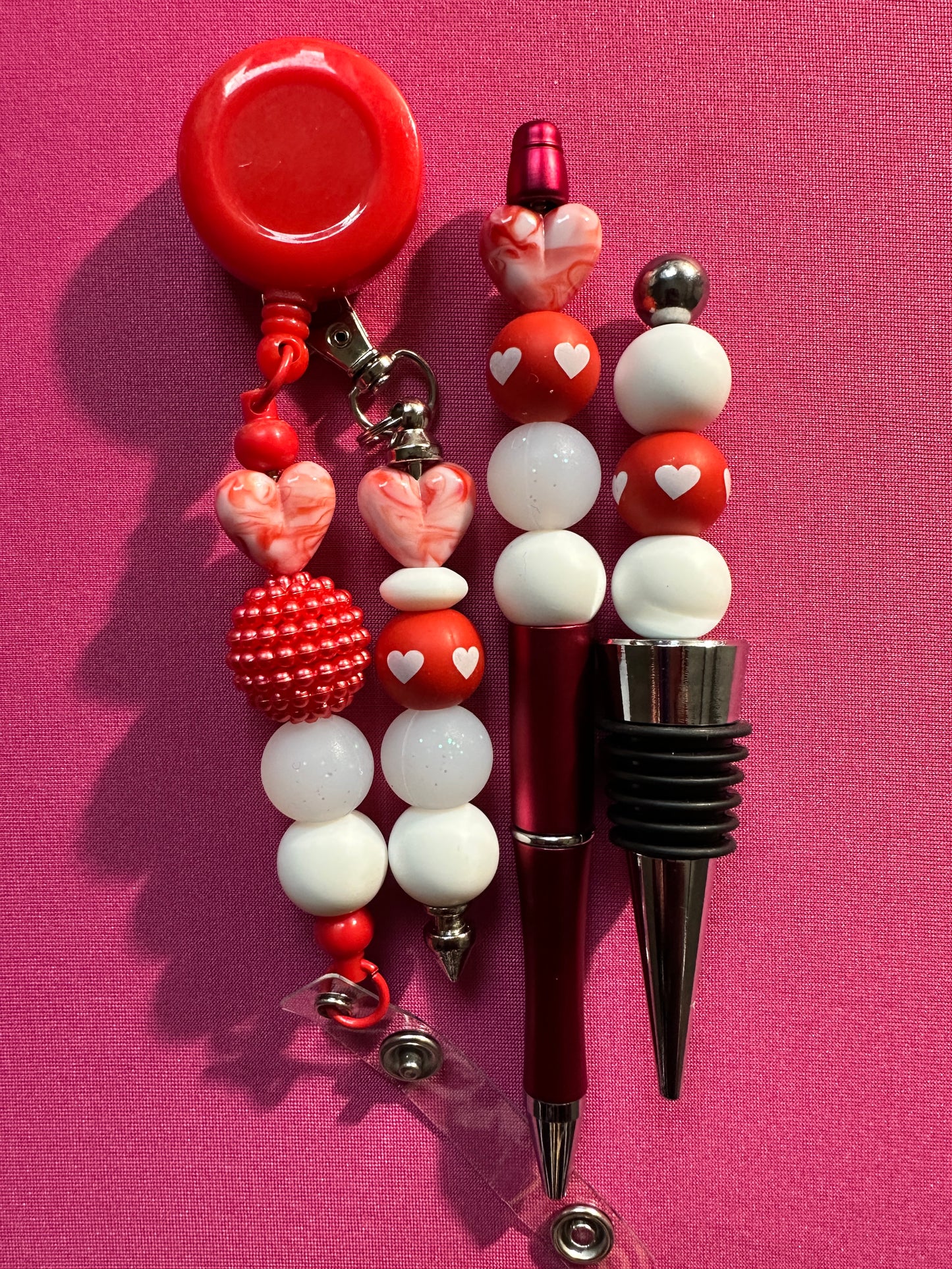 Beaded Sets (Red Options)-Pen Keychain Lanyard Stopper
